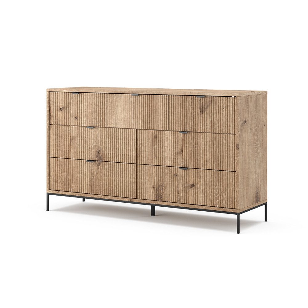 Vicco Kommode Eliza, Viking Oak, 140 x 81 cm mit 7 Schubladen (1 St)
