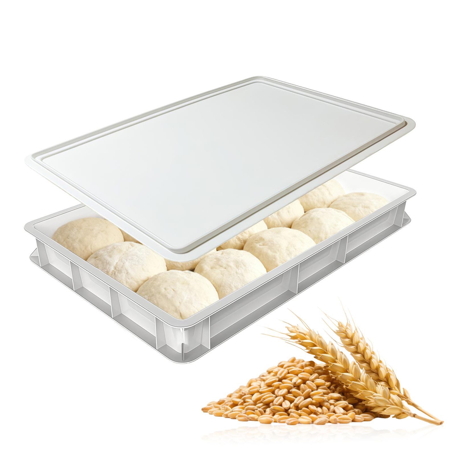 PFCTART Pizzaofen Pizzaballenbox Euronorm 30×40×7,5 cm mit Deckel, Stapelbare Gärbox für Pizza- & Brotteig