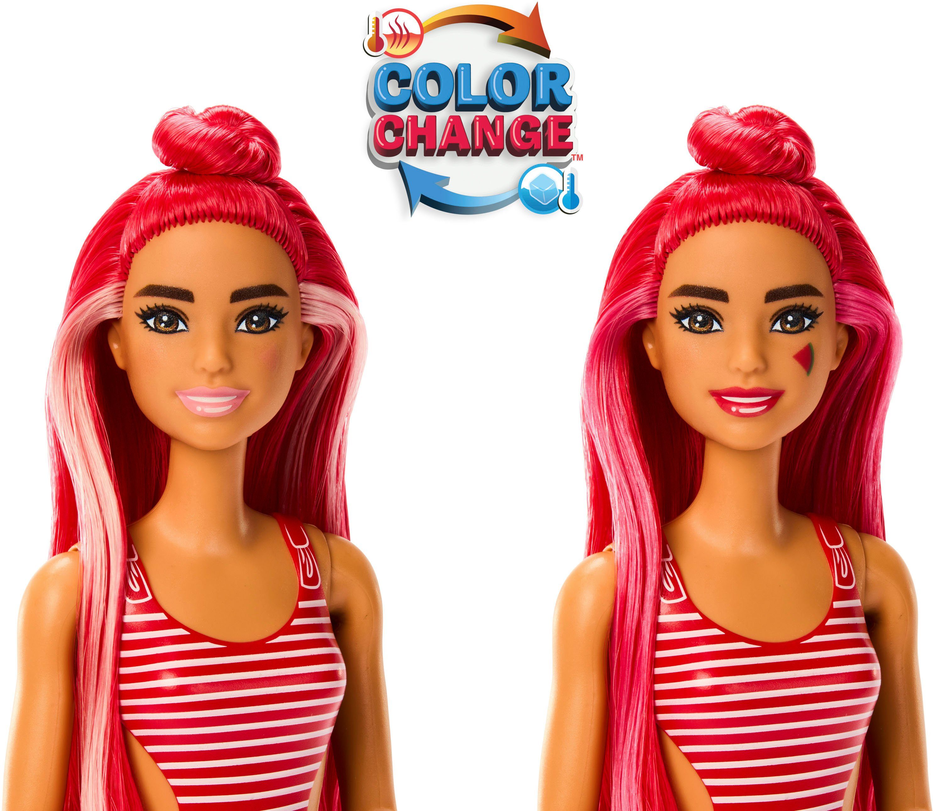 Barbie Pop! Farbwechsel Anziehpuppe mit Wassermelonendesign, Reveal, Fruit,