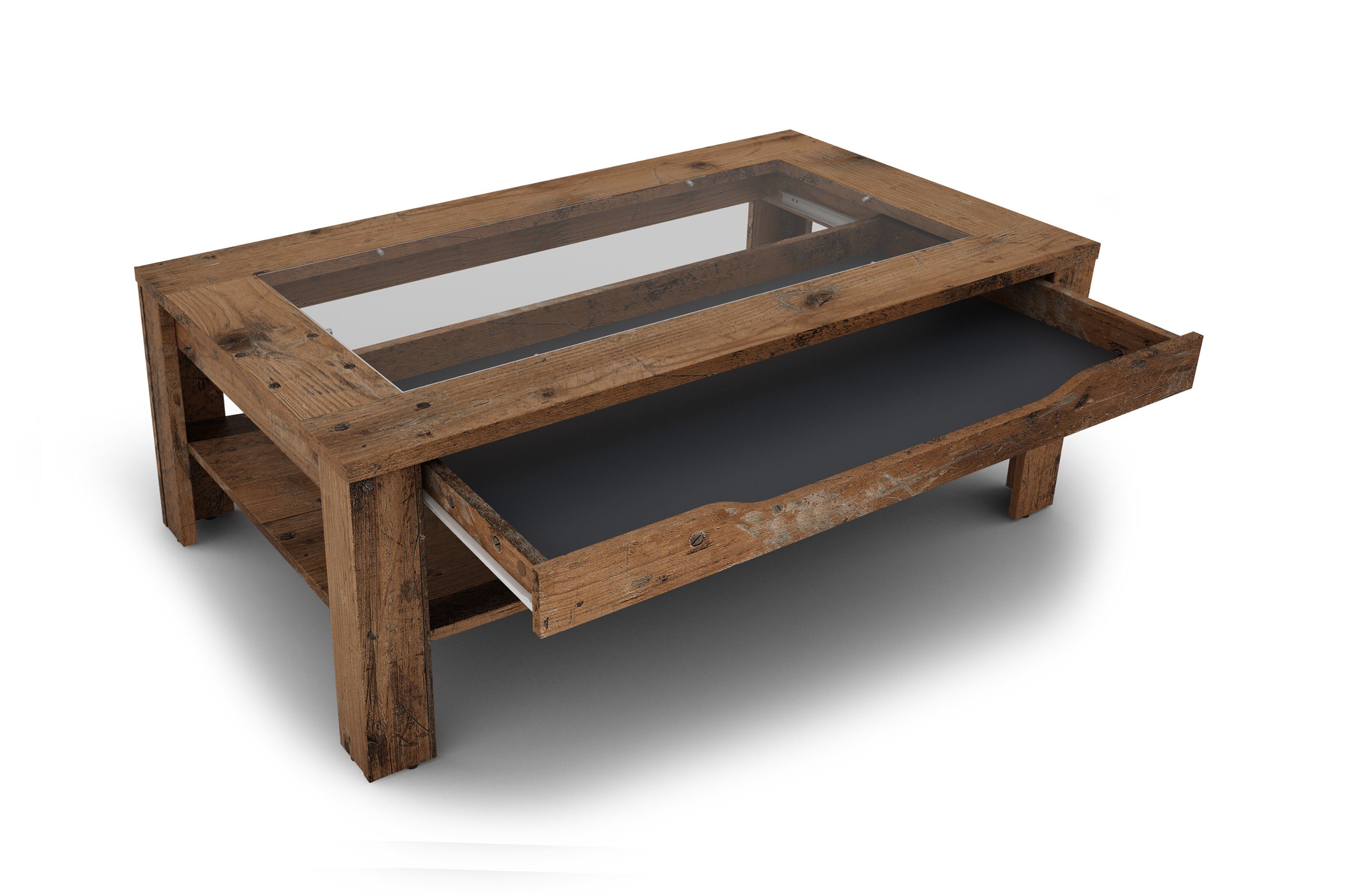 byLIVING Couchtisch RALPH, Breite 110 oder 67 cm, mit Glaseinsatz und Schub günstig online kaufen