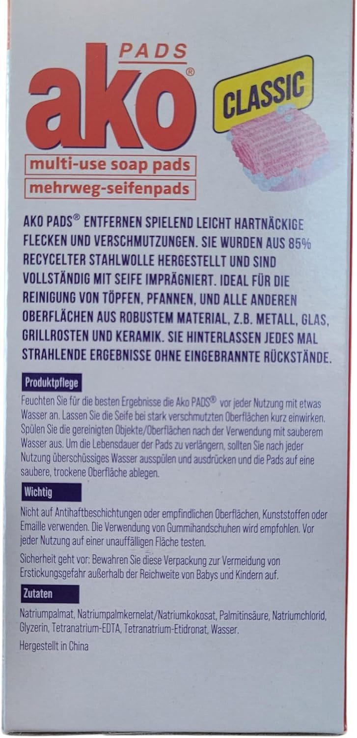 Minky Reinigungsschwamm 1x AKO Pads Classic Seifenpads, Mehrweg-Reinigungspads, 10 Stück, Stark gegen Fett und Eingebranntes