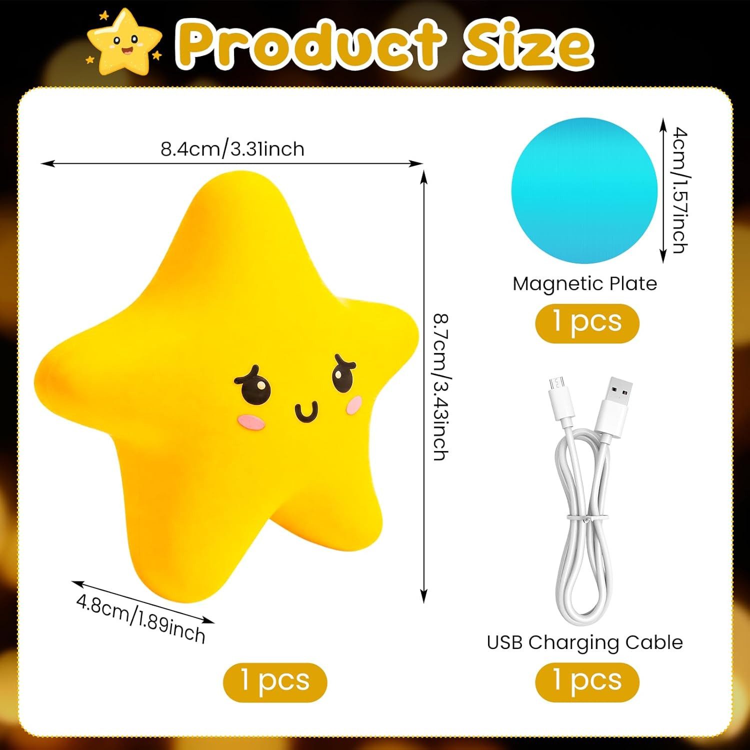 FELIXLEO LED Nachtlicht Suesse Sternenleuchte Star Nachtlicht Silikon USB Aufladbar