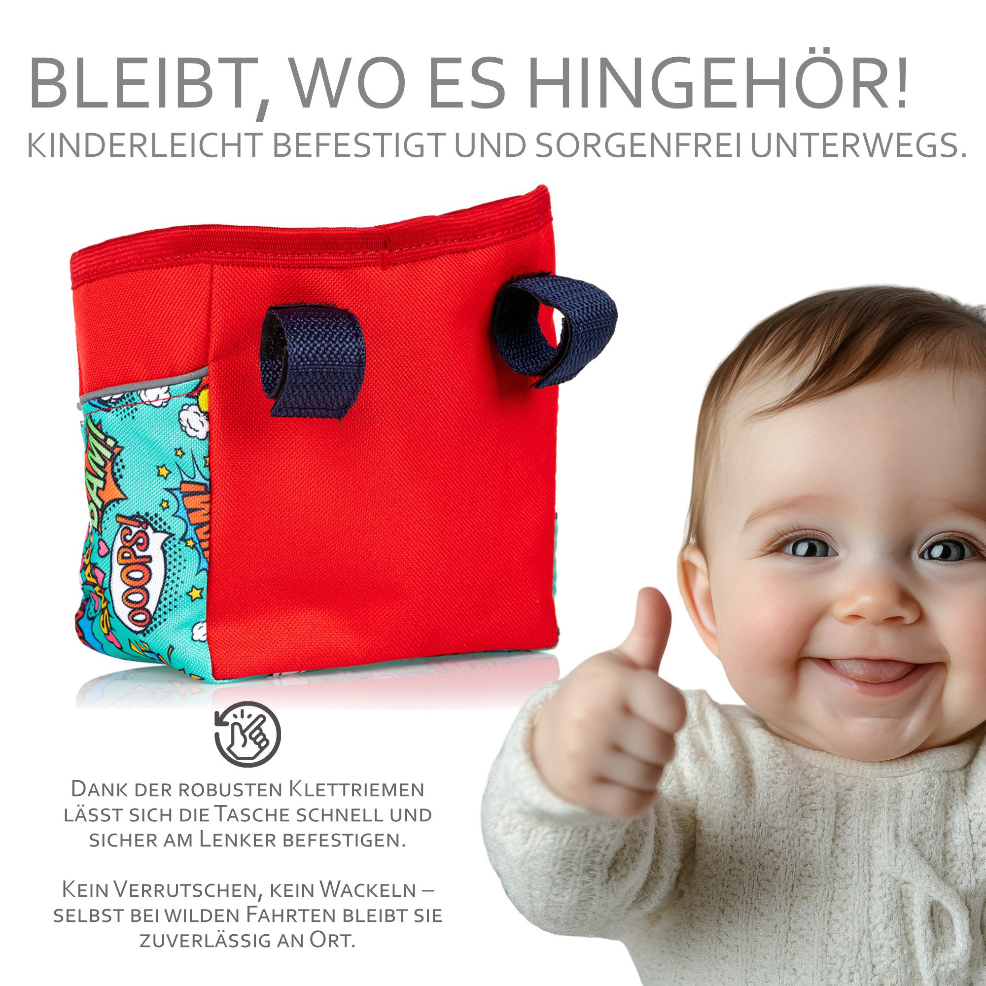 BambiniWelt by Rafael K. Fahrradtasche LENKERKORB Tasche kompatibel mit Pukylino Wutsch Fitsch Puky OFFEN