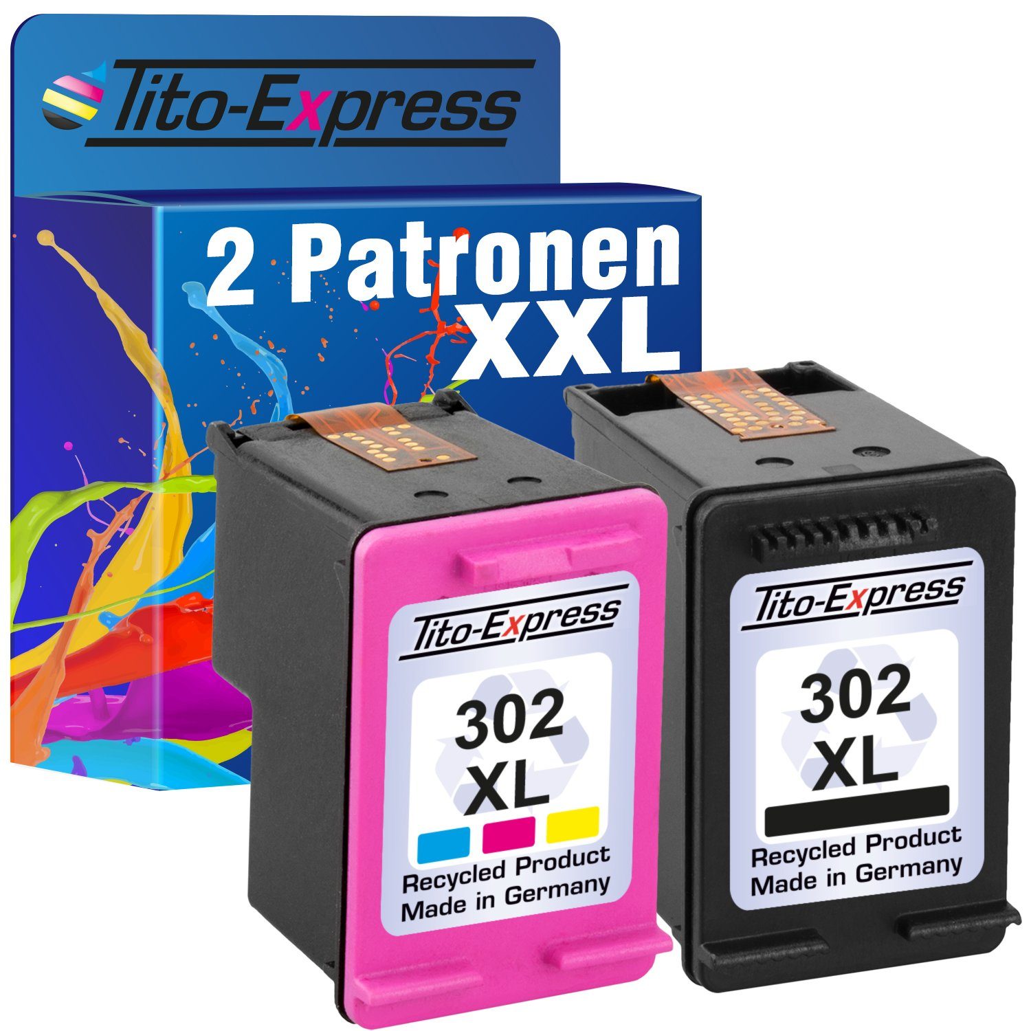 Tito-Express PlatinumSerie 2er Set ersetzt HP 302 XL HP 302XL HP302XL Black  & Color Doppelpack Tintenpatrone (für Envy 4525 4520 4522 OfficeJet 3830  3831 3833DeskJet 3630 3638 3639)