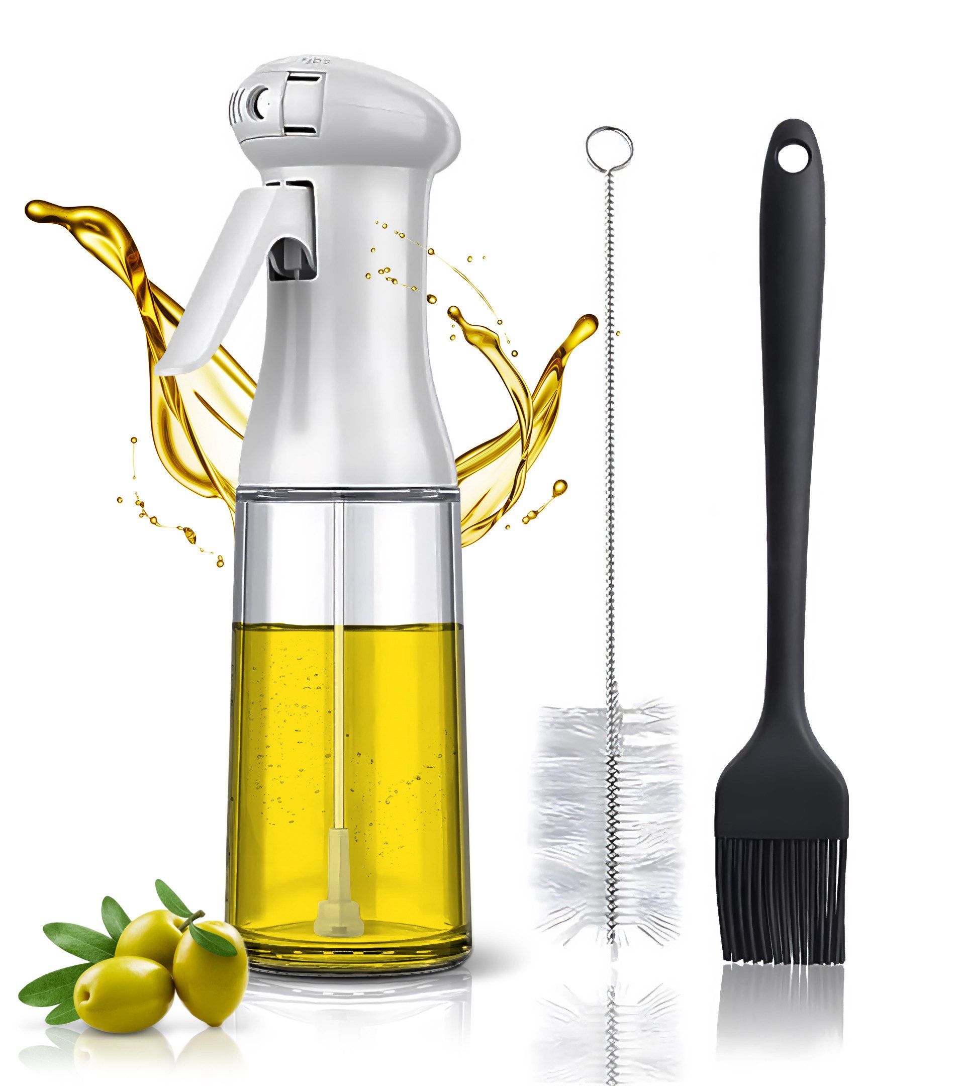 Ölspender Öl Sprüher Öl Essig Sprühflasche Menage-Set 200ml mit Bürste & Pinsel