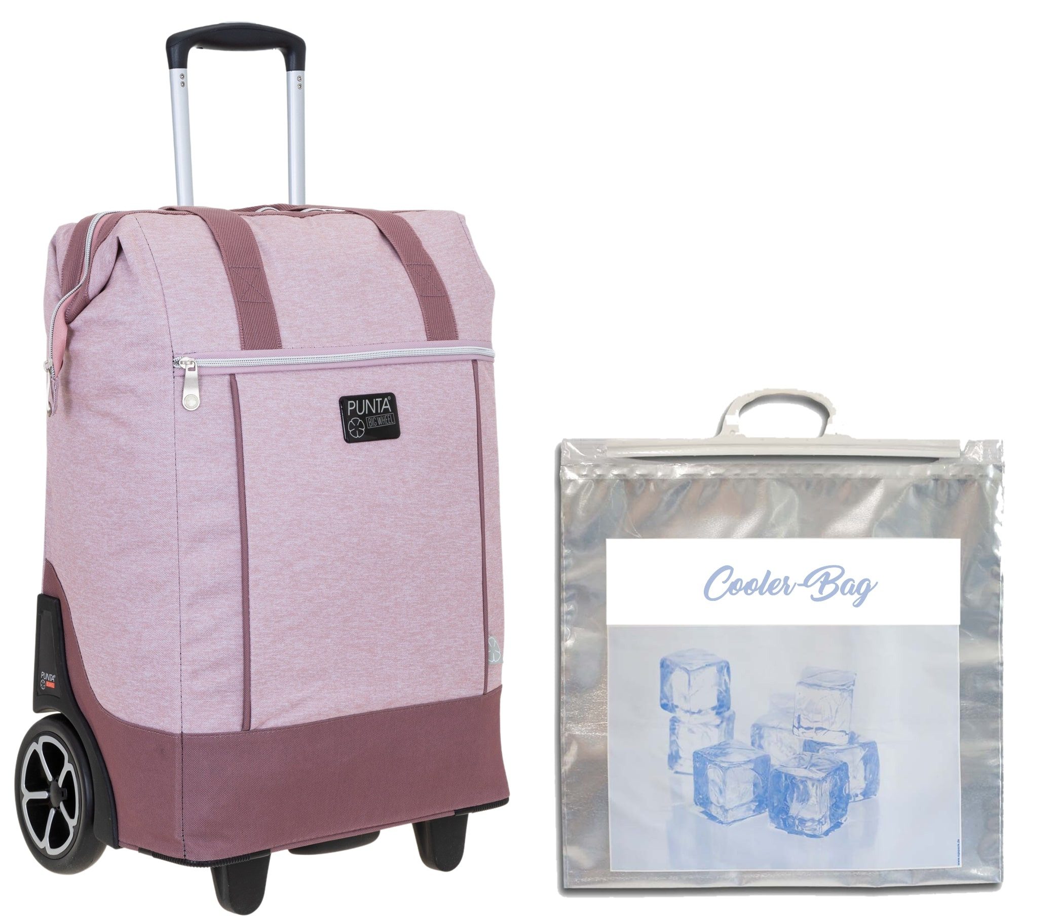 PUNTA Einkaufstrolley Big Wheel große Räder 40 Liter Einkaufsroller, Trolley Shopper Einkaufskorb Einkaufstrolly 10303 + Thermo Tasche