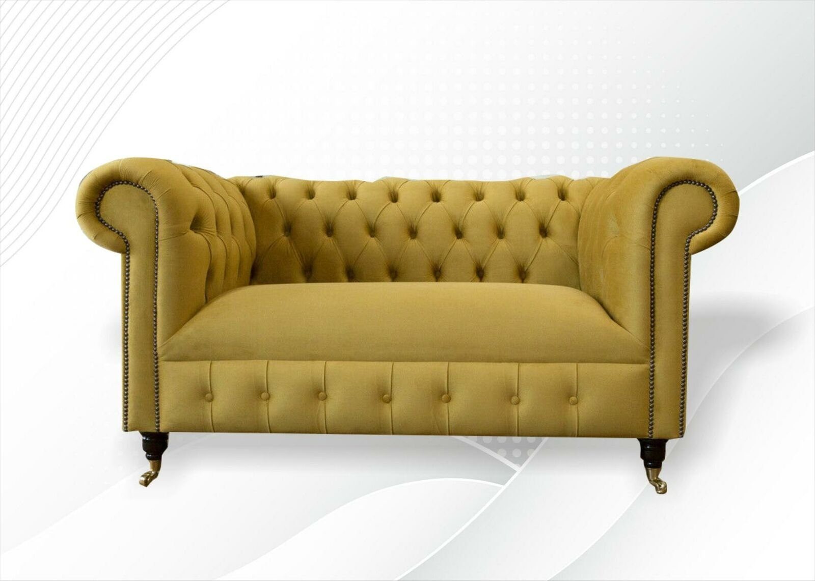 JVmoebel Chesterfield-Sofa, Chesterfield 2 Sitzer Sofa Gelb Design Couchen Polster Sofas Neu | Chesterfield-Sofas