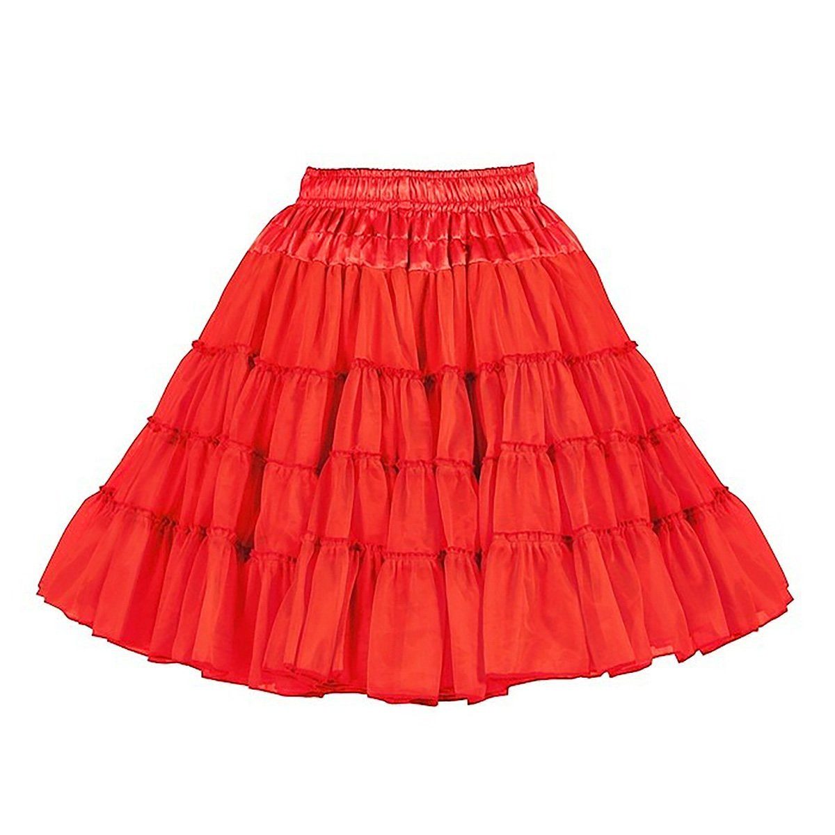 thetru Teufel-Kostüm Petticoat Deluxe rot 3-lagig, Mittellanger Unterrock in drei Lagen und vier Stufen