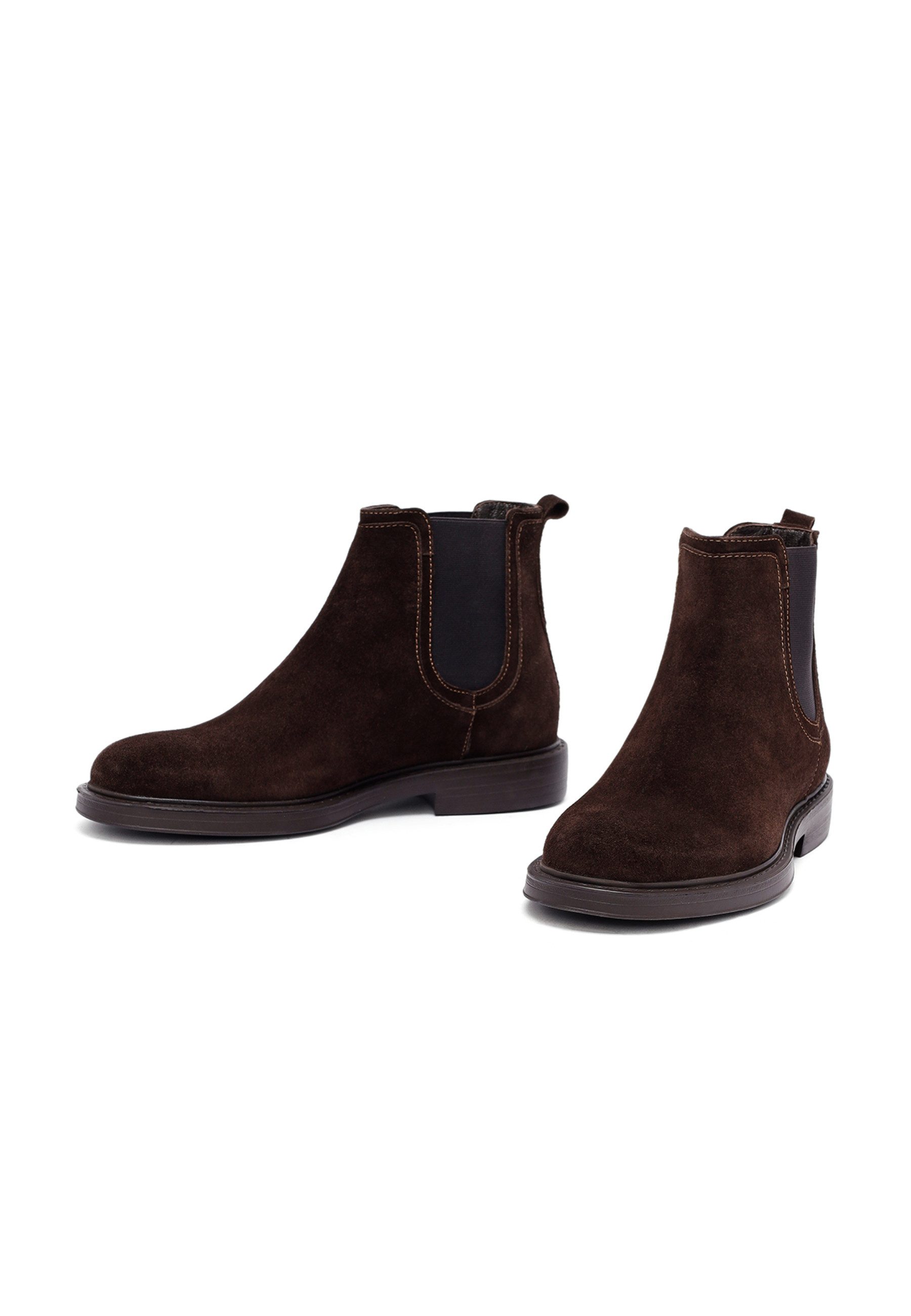 Derimod Chelsea-Stiefel aus Veloursleder Chelseaboots Schnürsenkel, Lederfutter, EVA Sohle