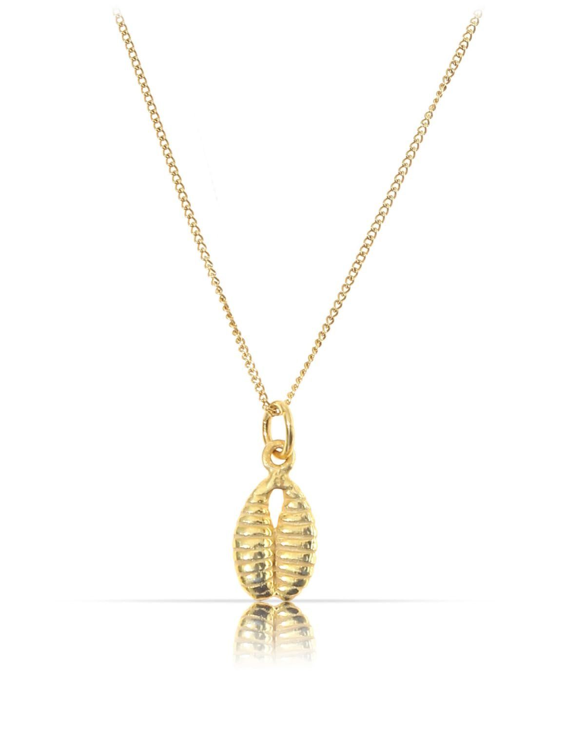 Kette mit Anhänger 925 Sterling Silber filigrane Halskette Silber oder Gold Muschel