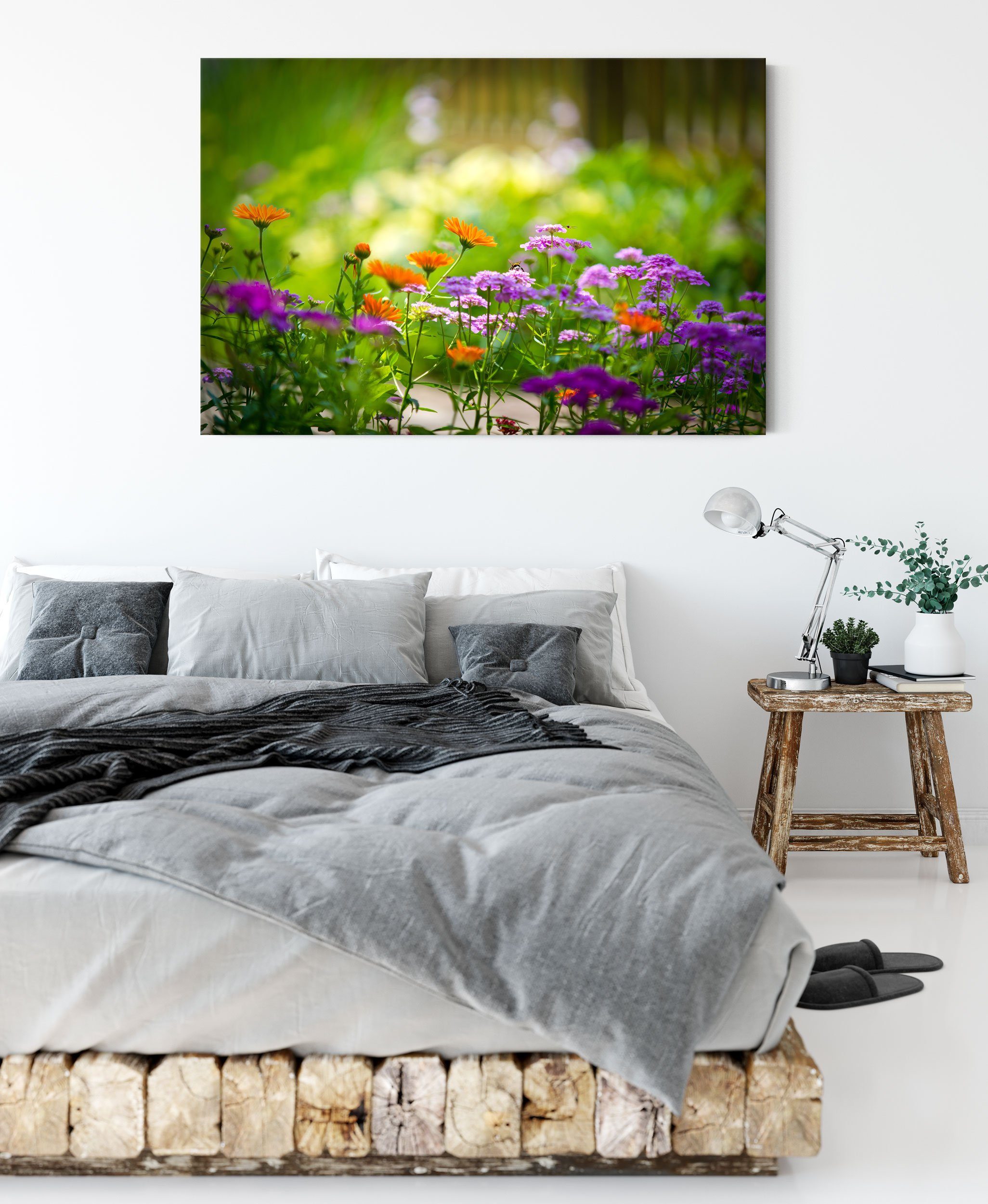 Pixxprint Leinwandbild Blumenwiese, Blumenwiese (1 St), Leinwandbild fertig bespannt, inkl. Zackenaufhänger