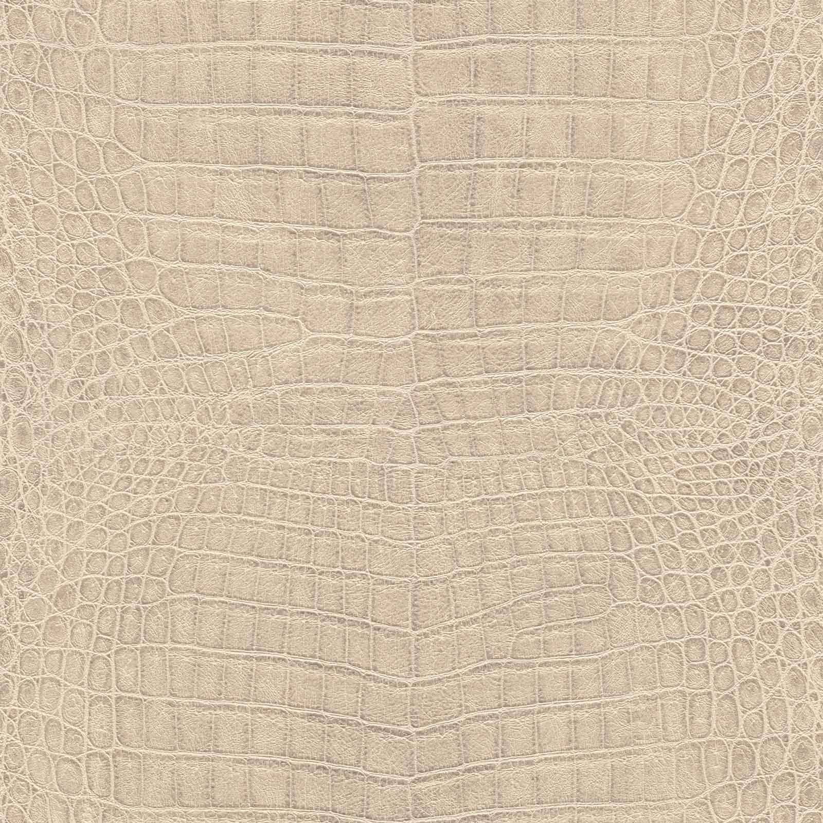 Rasch Vliestapete Krokodilleder Optik Beige Silber günstig online kaufen