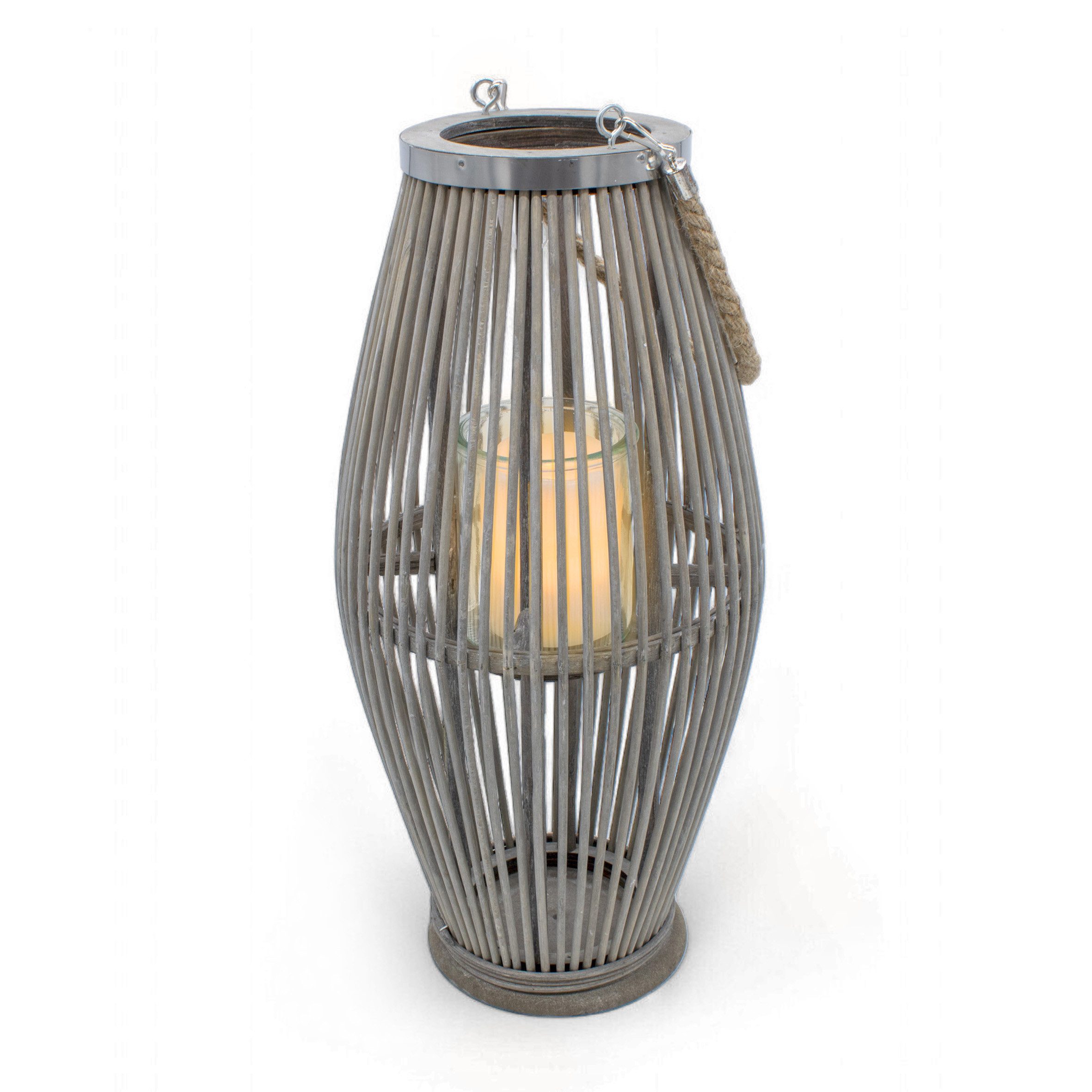 Spetebo Windlicht XXL Bambus Laterne shabby günstig online kaufen