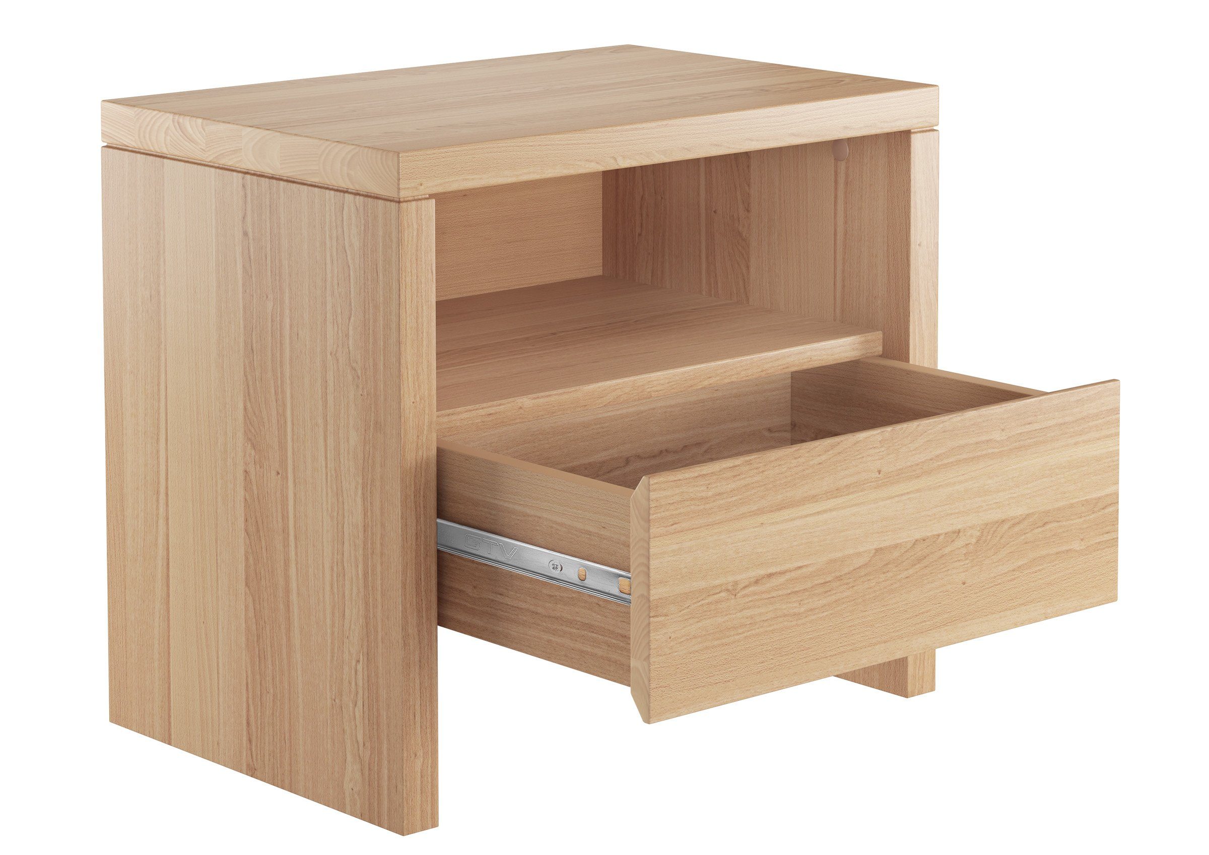 ERST-HOLZ Nachtkommode Bettkommode Buche Geölt mit Schublade Unten, 90.20-K42-geölt Nachtschränkchen Buche-Schublade unten
