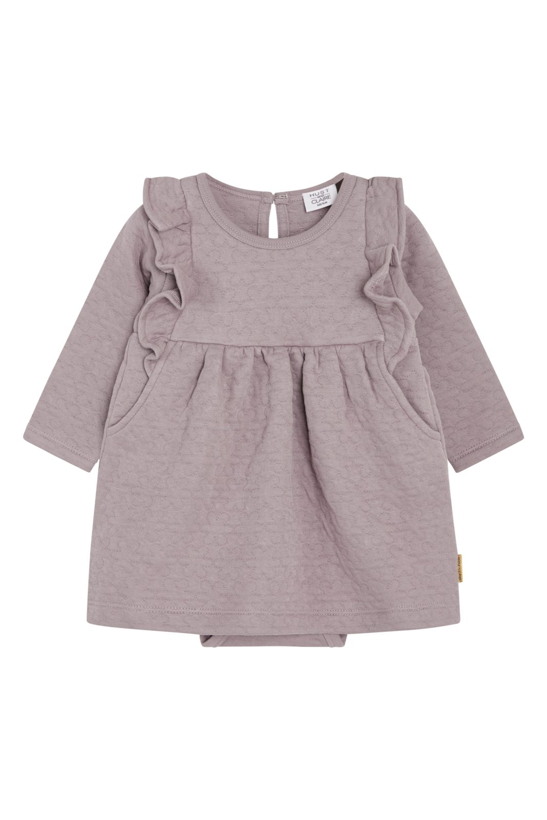 Bodykleid Baby Kleid mit Body Langarm, Rüschen, Baumwollmix, Druckknöpfe