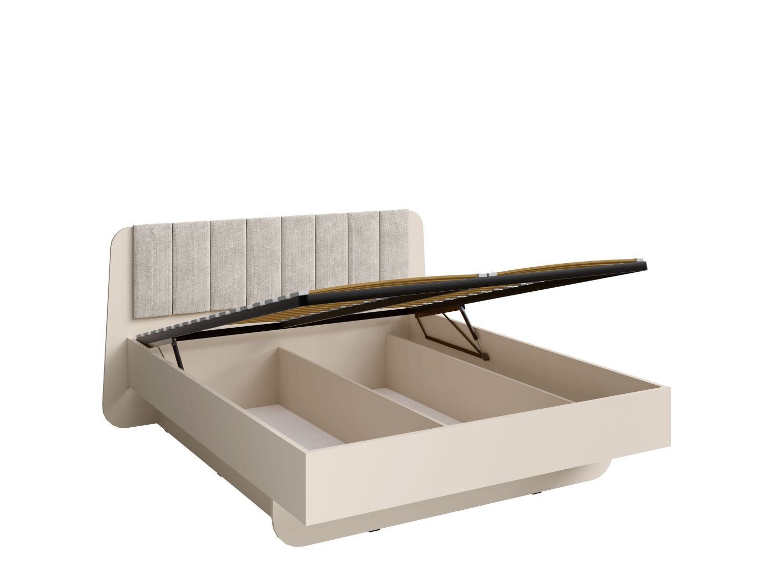 Lukas Möbel Komplettschlafzimmer Designer Schlafzimmer Komplett Lorenz in Beige, Bett mit Bettkasten und Lattenrost, Schrank mit Spiegel – Bild 4 von 5