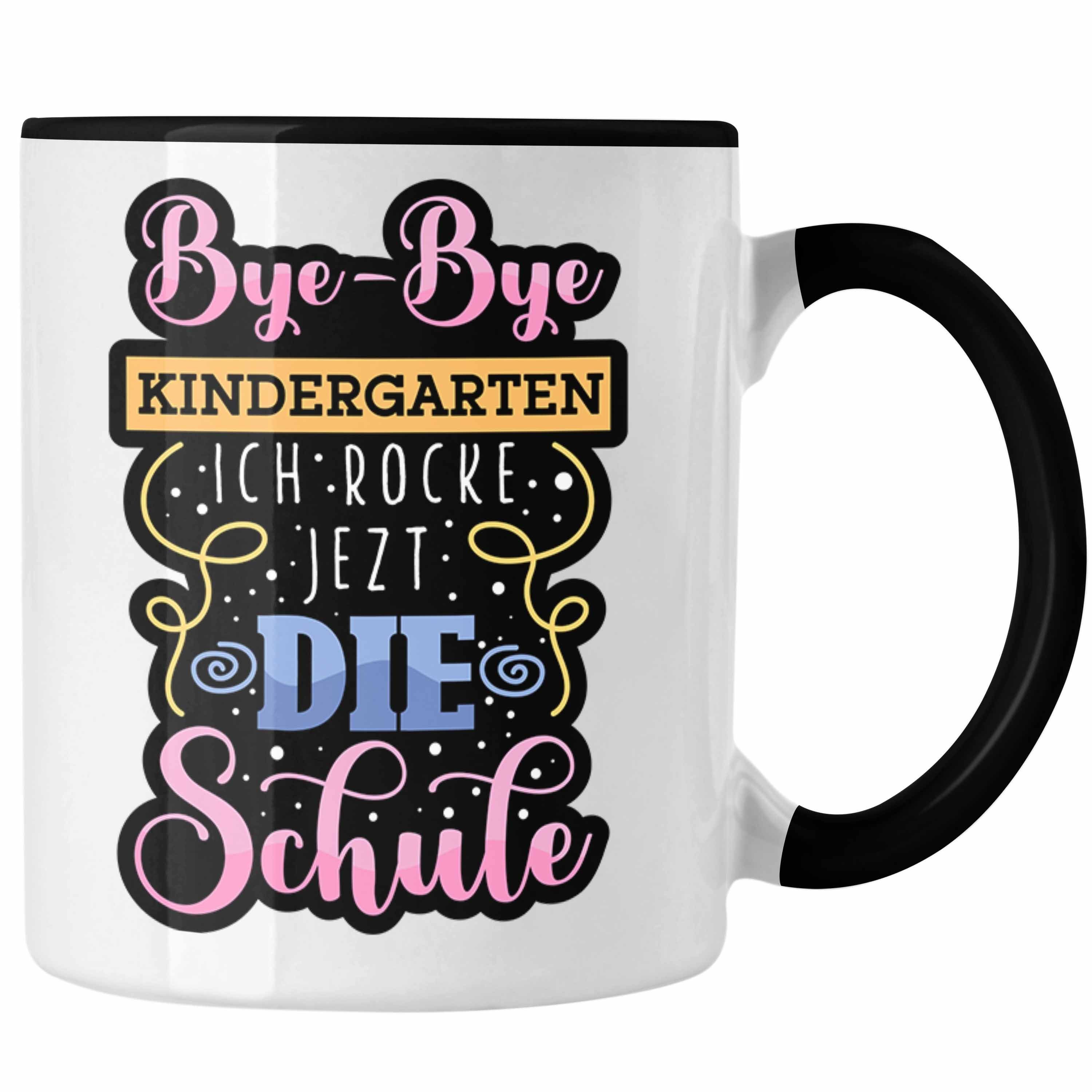 Trendation Tasse Einschulung Tasse "Bye-Bye Kindergarten, Ich rocke jetzt die Schule" G Schwarz