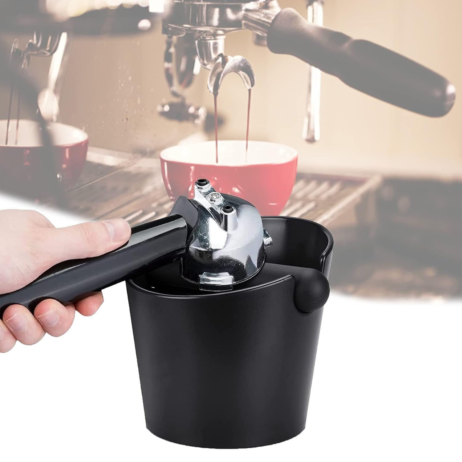 SURFOU Tischrestebehälter Abklopfbehälter für Siebträger Kaffeesatz Espresso ABS Knock Box, für Kaffeesatz mit Abnehmbarer Geräuschabsorbierender Schlagstange