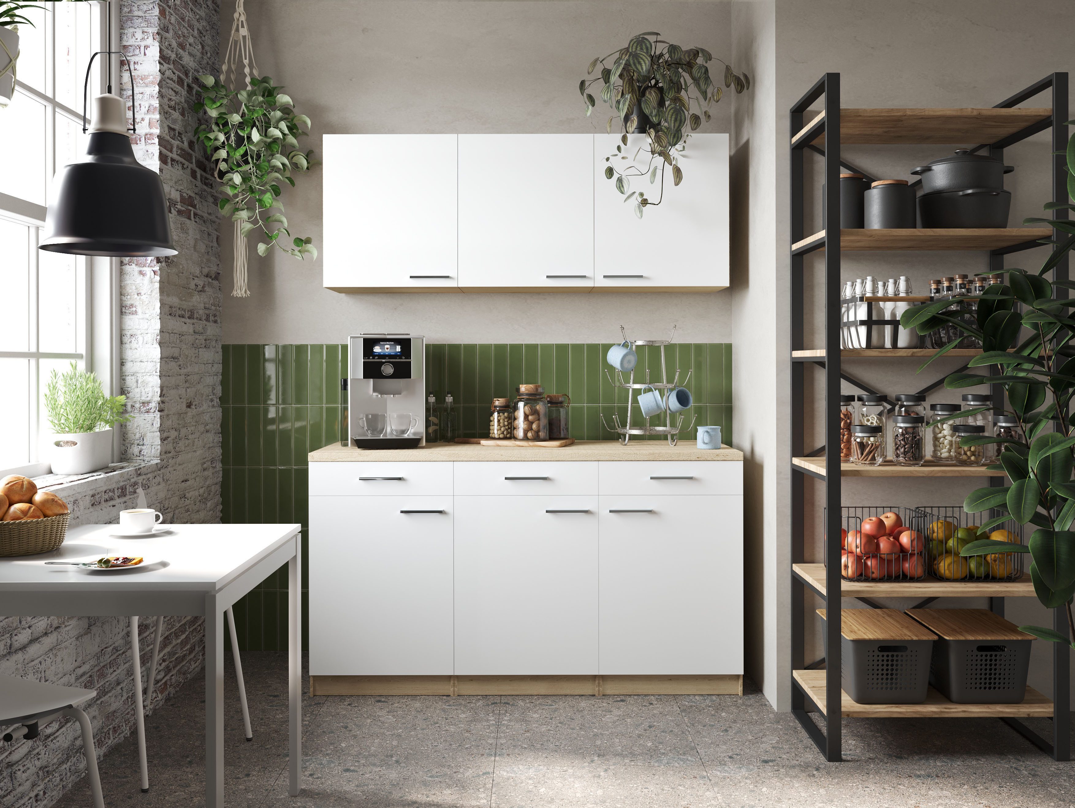 RESPEKTA Mehrzweckschrank-Set Merle, Breite 150 cm, Soft-Close, Metallstangengriffe, 85 cm Arbeitshöhe – Bild 2 von 5
