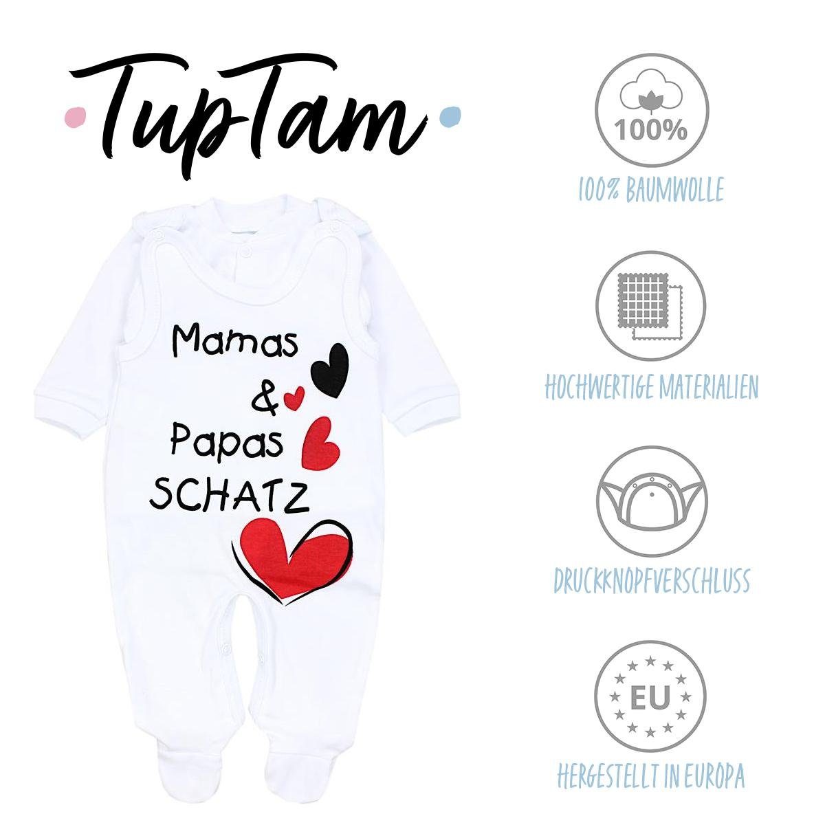 TupTam Erstausstattungspaket TupTam Unisex Papas Set - Papas Spruch Weiß Mamas Baby Mamas Strampler Schatz & Schatz