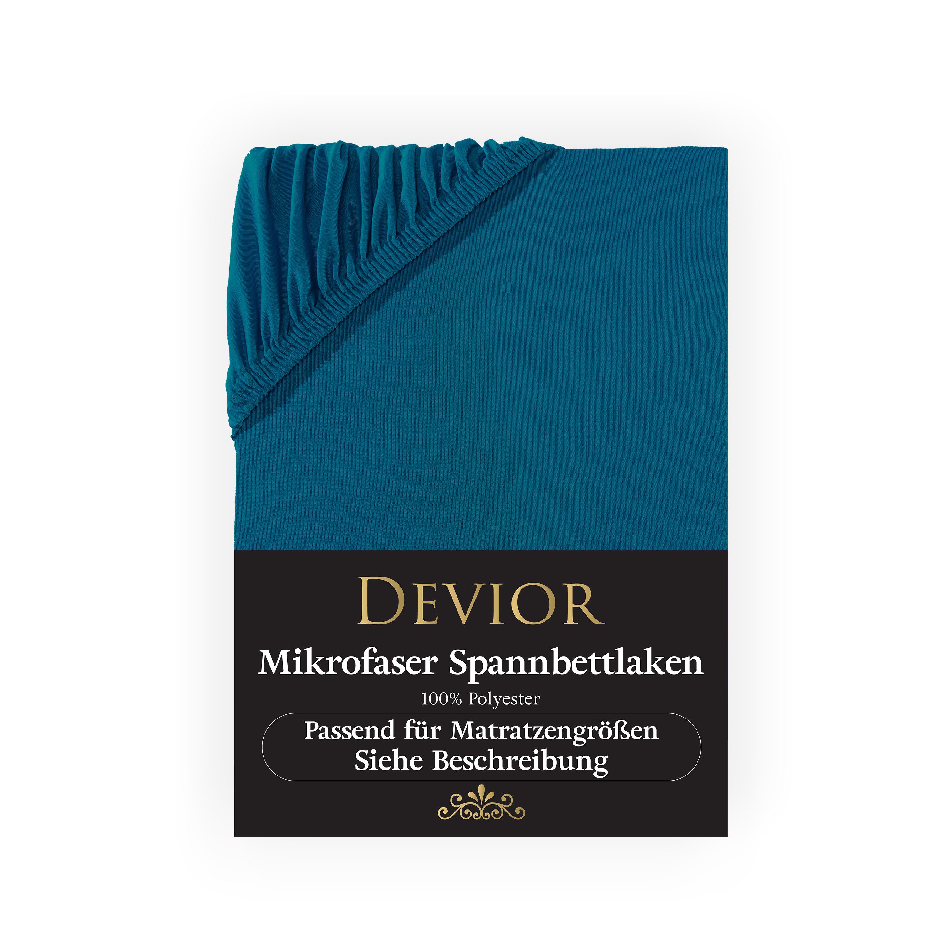 Devior Spannbettlaken aus 100% Mikrofaser mit 135 g/m², schnelltrocknend mit Einlaufschutz, Jersey, Gummizug: Rundumgummizug, für Standardmatratzen bis 22cm - Microfaser Spannbetttuch 90 x 200 cm