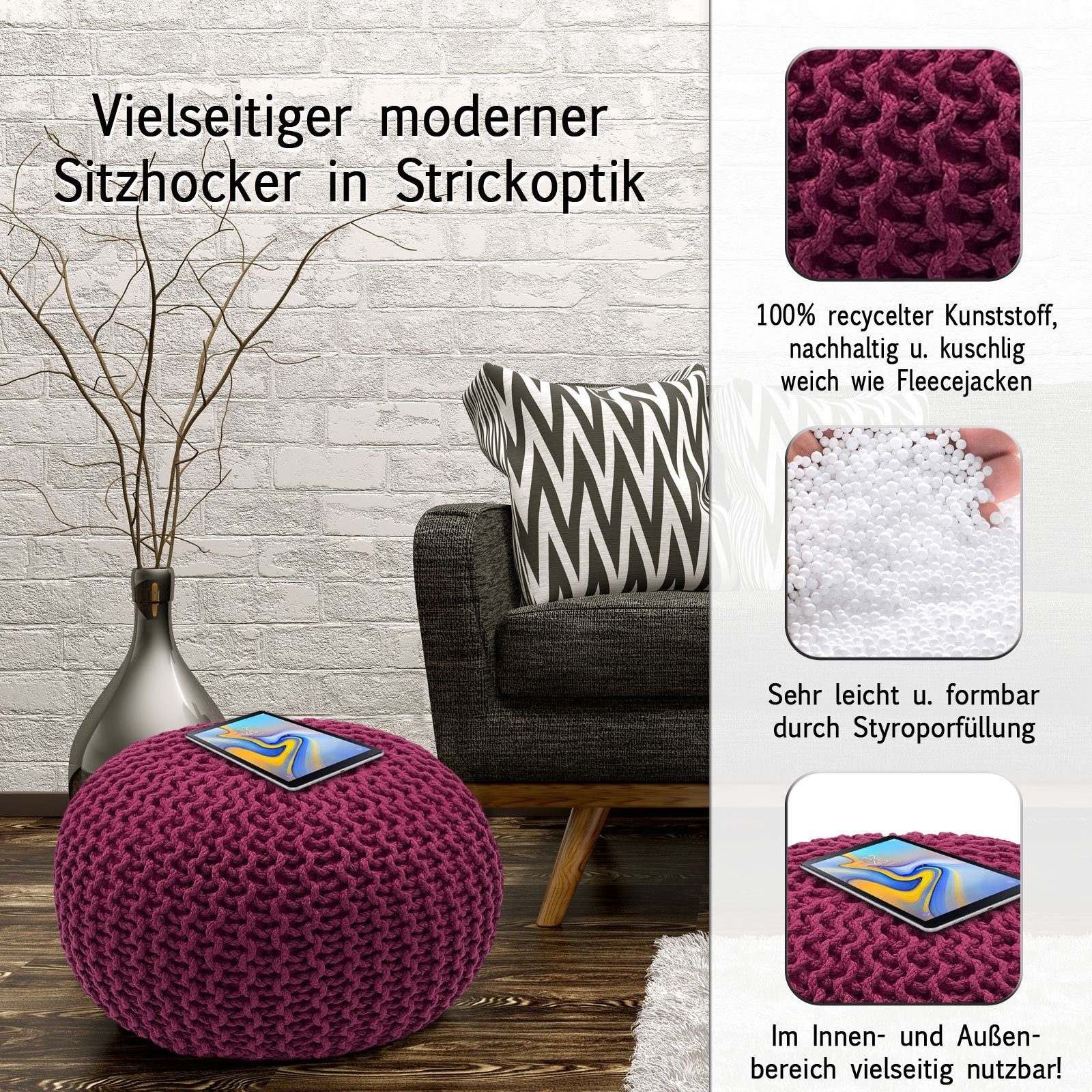 Casamia Pouf Pouf Ø 55 o. günstig online kaufen
