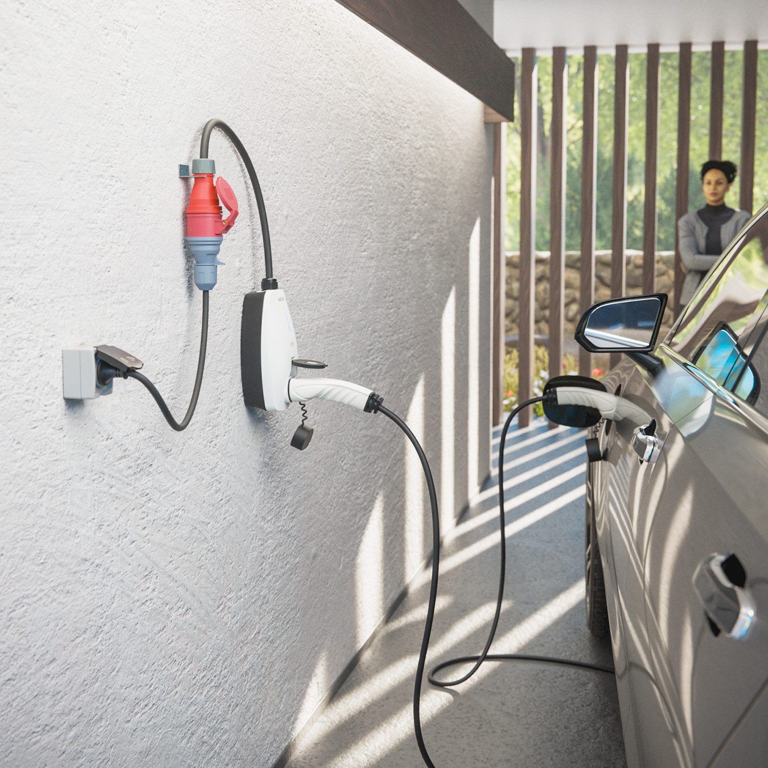 ABSINA 1x Adapter Schuko Stecker auf CEE Kupplung 60cm Kabel - E Auto Zubehör CEE-Adapterkabel