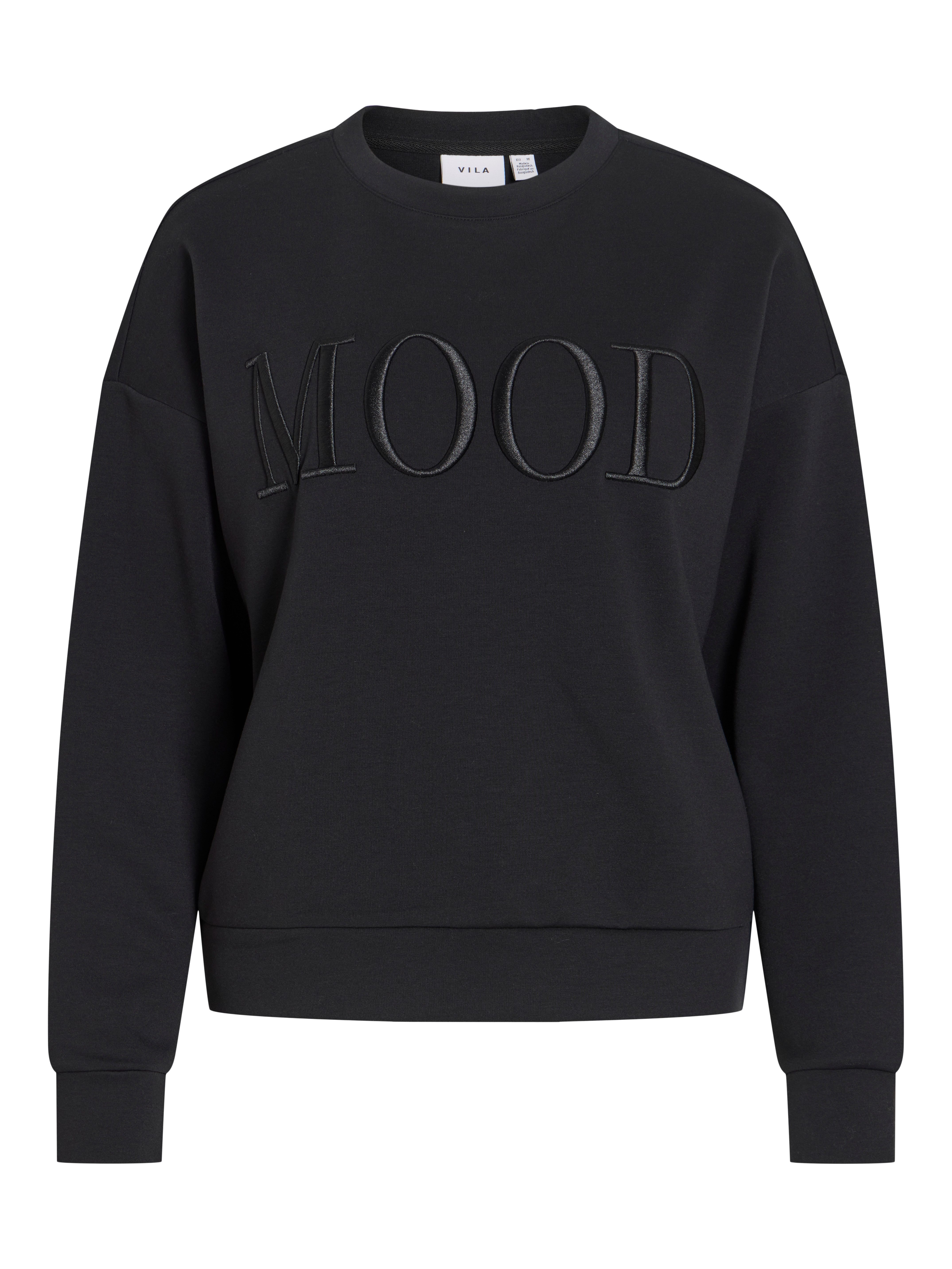 Vila Sweater VIREFLECT MOOD EMB L/S SWEAT TOP/R/3 Materialmix, loose fit – Bild 5 von 5