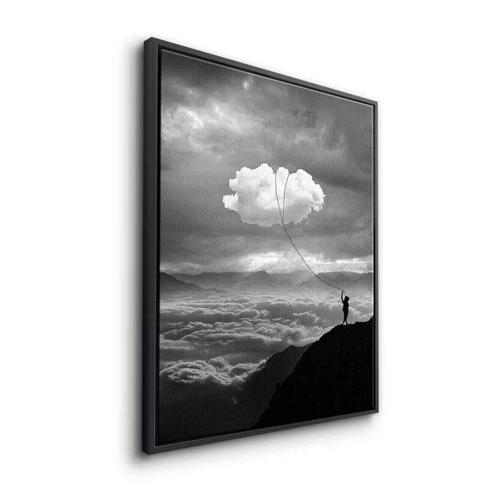 DOTCOMCANVAS® Leinwandbild, Leinwandbild Rahmen Wanddeko weiß schwarzer schwarz catch Inspiration the pr mit clouds