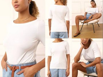 Ralph Lauren Jogginghose LAUREN RALPH LAUREN Judy U-Boot Shirt Soft Cotton Top Bluse T-shirt He