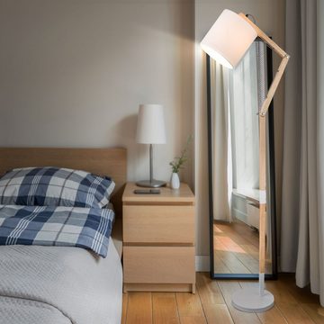 etc-shop LED Stehlampe, Leuchtmittel inklusive, Warmweiß, Farbwechsel, Holz Steh Leuchte verstellbar Wohn Zimmer FERNBDIENUNG Lampe