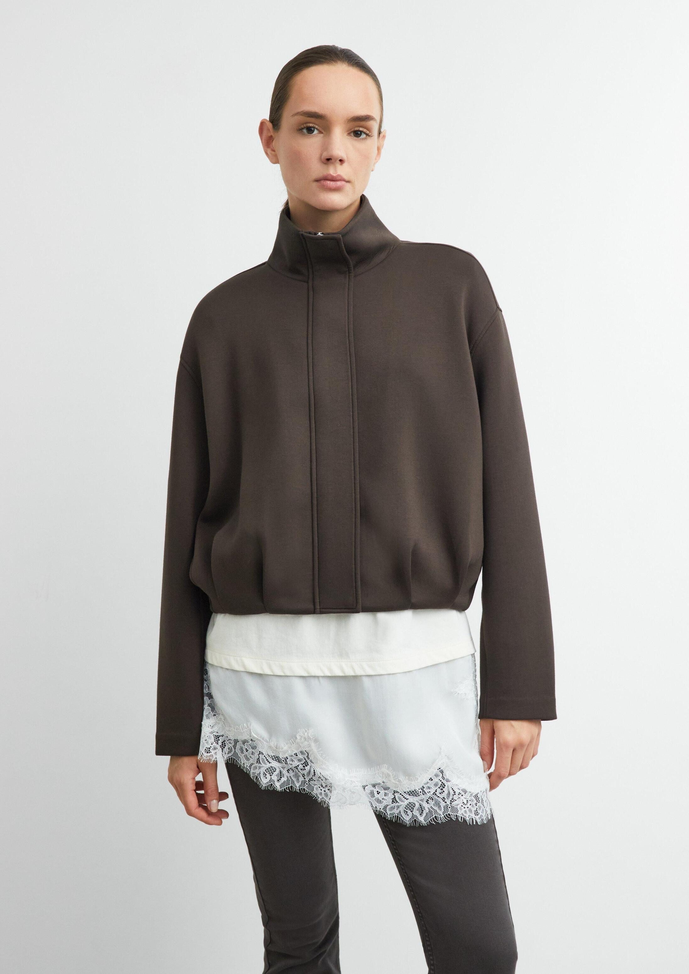 comma Sweatshirt Sweatshirt Scuba-Blouson mit Funnelneck