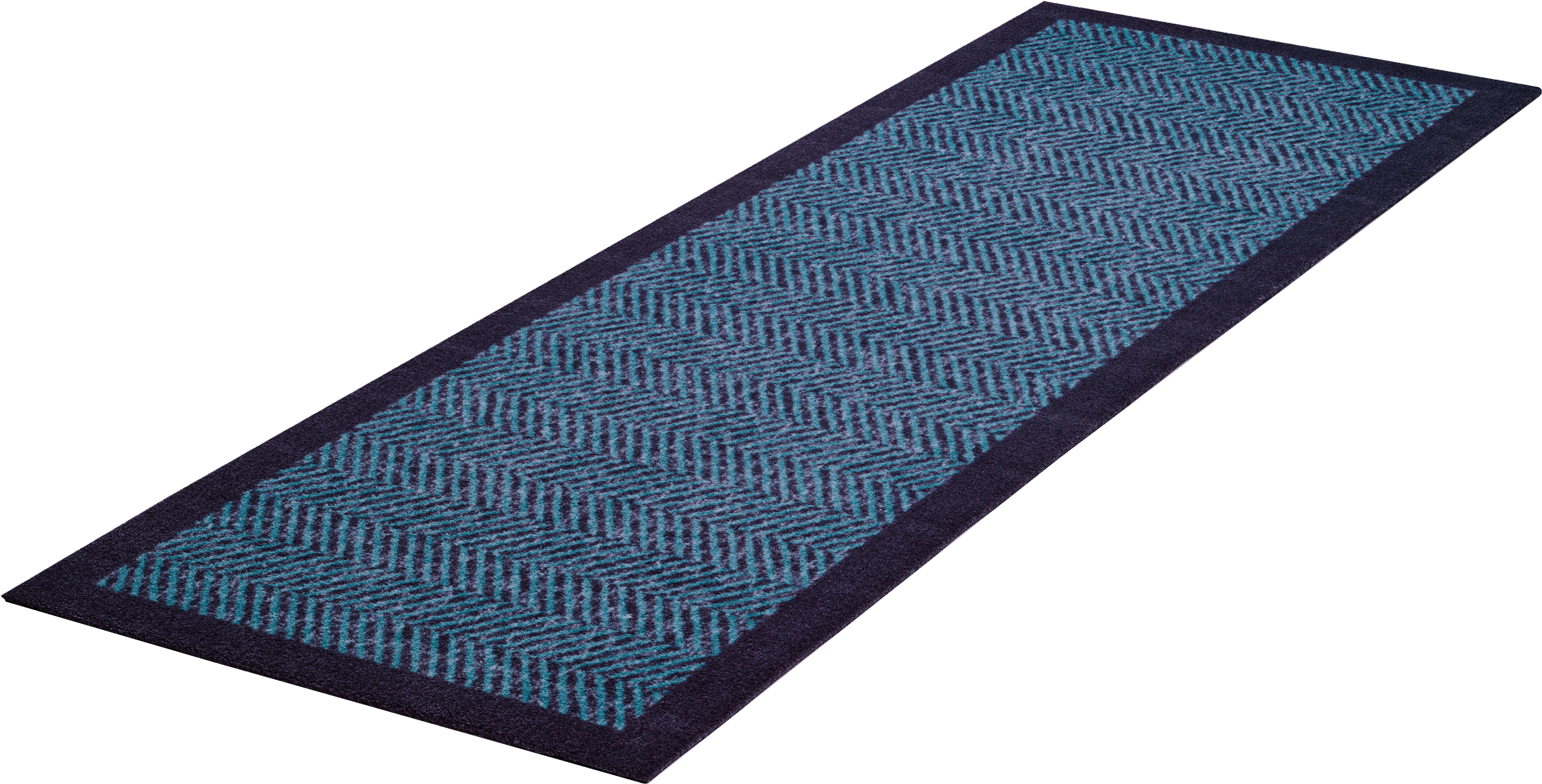 Küchenläufer Herringbone, Outdoor geeignet, türkis/blau mm, Höhe: rechteckig, 8 mit Grund, und Bordüre In