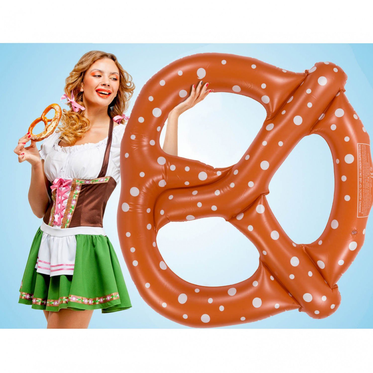 Goods+Gadgets Luftmatratze Schwimmbrezn XXL Schwimmreifen, Brezel aufblasbare Schwimmbrezel