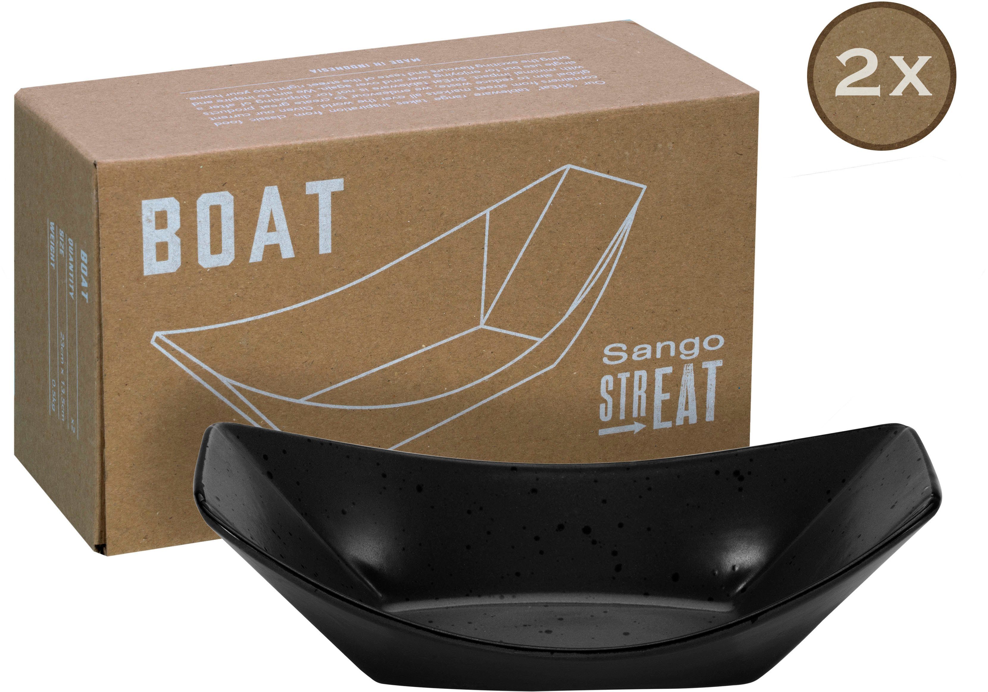 Boat, Topaktueller Steinzeug, CreaTable Food“ schwarz (Set, „Streat Servierschale Trend, Snackschale, 2-tlg),