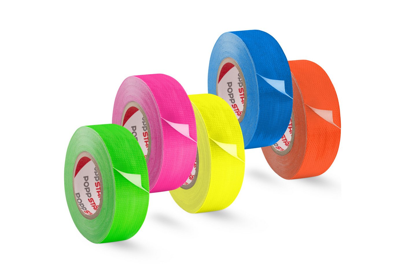 Poppstar Klebeband Poppstar 5x Neon Klebeband 25mm x 10m gelb grün rot blau rosa