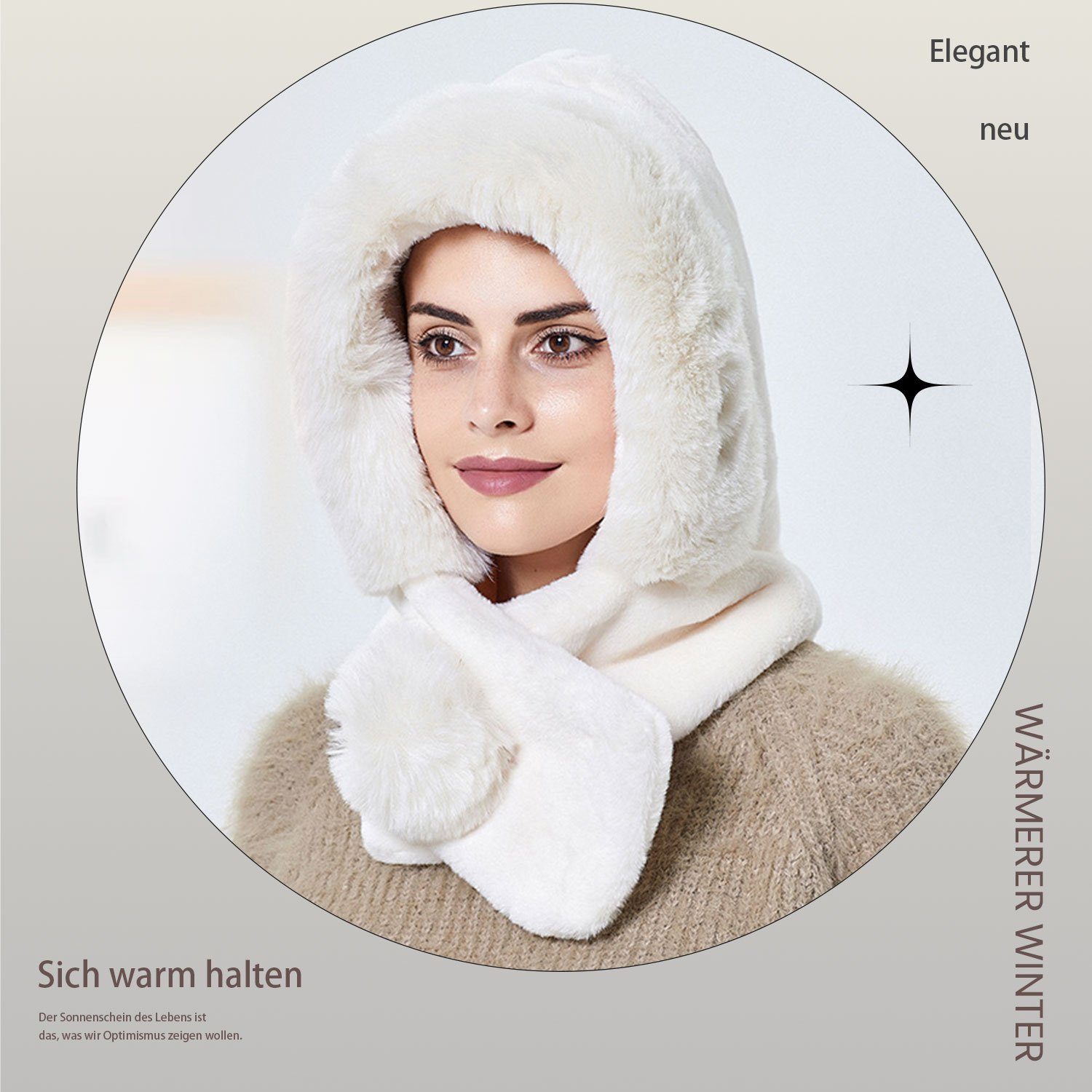 Schal Wintermützen-Schal-Mützen-Set Strickmütze & weiß Mütze MAGICSHE Warme