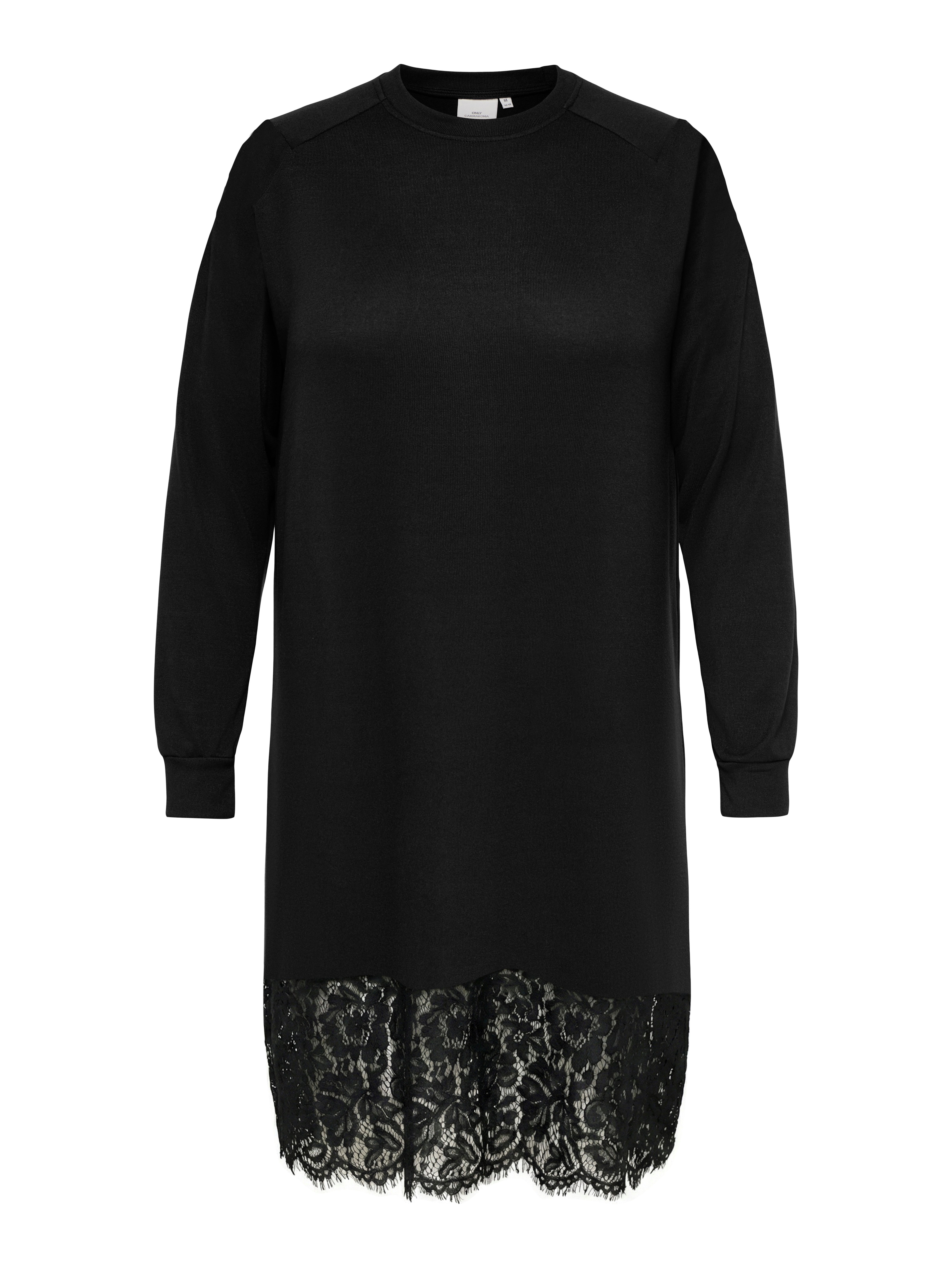 ONLY CARMAKOMA Midikleid CARALBA LS O-NECK LACE MIDI DRESS JRS Kunstfaser, elastisch