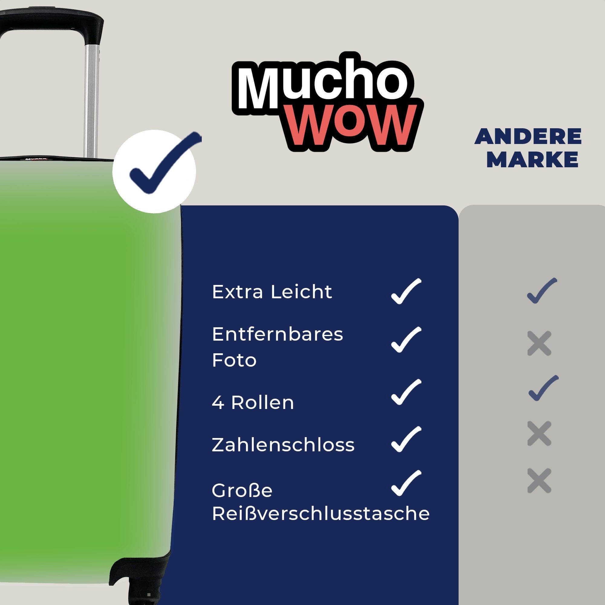 4 rollen, Natur, Reisekoffer Farben Grün für - Handgepäck Rollen, Reisetasche Handgepäckkoffer - mit Trolley, MuchoWow Ferien,