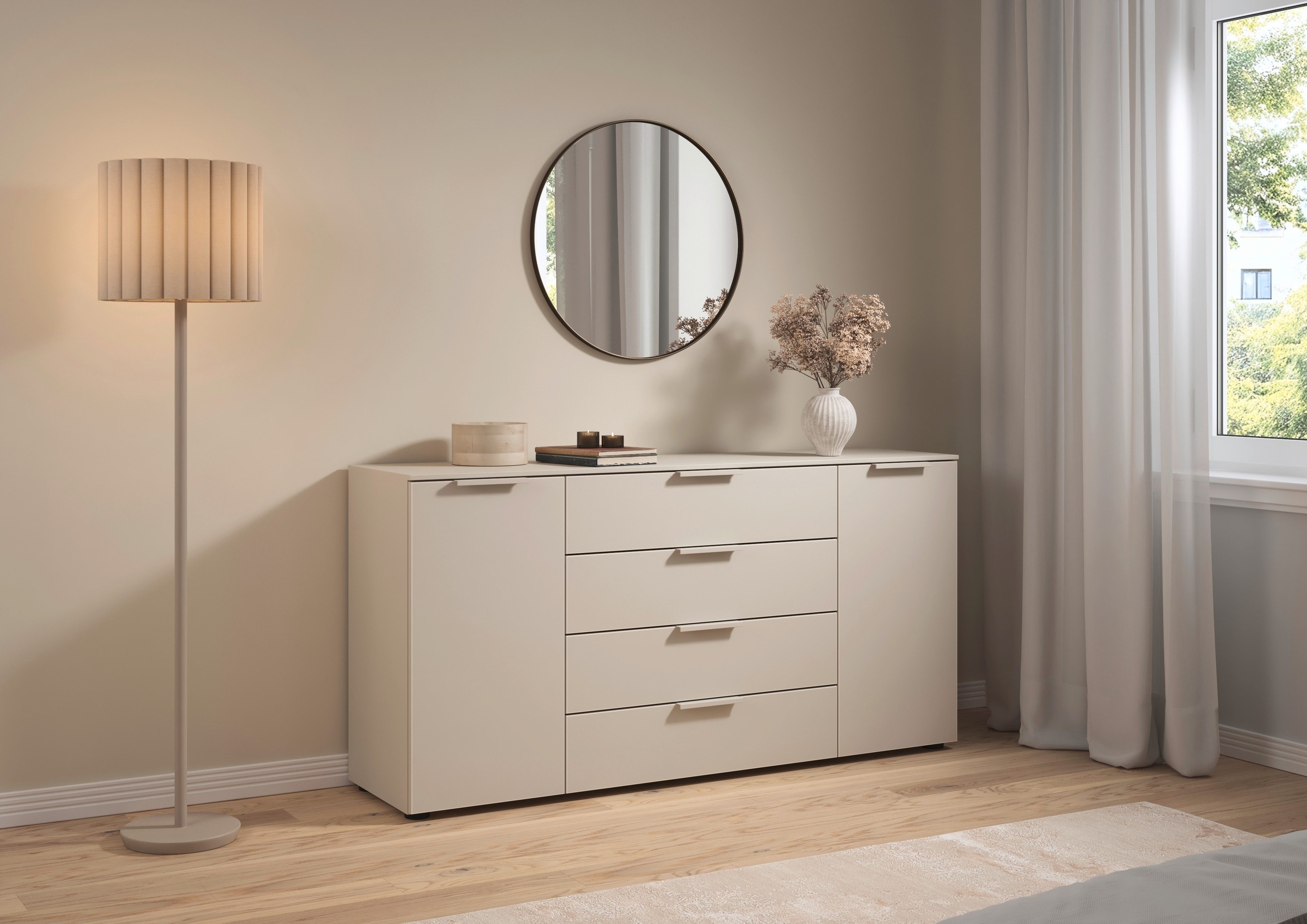 LeGer Home by Lena Gercke Kommode Kommode Sideboard Schubladenkommode SERINA eleganter Eyecatcher, mit 4 Schubkästen und 2 Türen sowie Metallgriffen MADE IN GERMANY