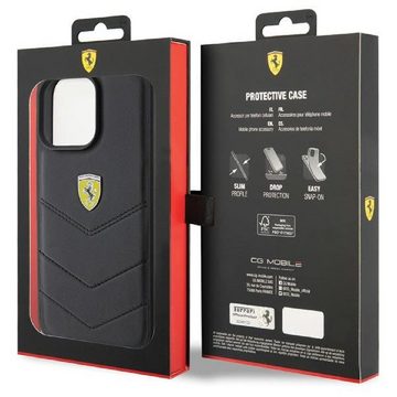 Ferrari Handyhülle Case iPhone 15 Pro Max Echtleder schwarz 6,7 Zoll, Kantenschutz