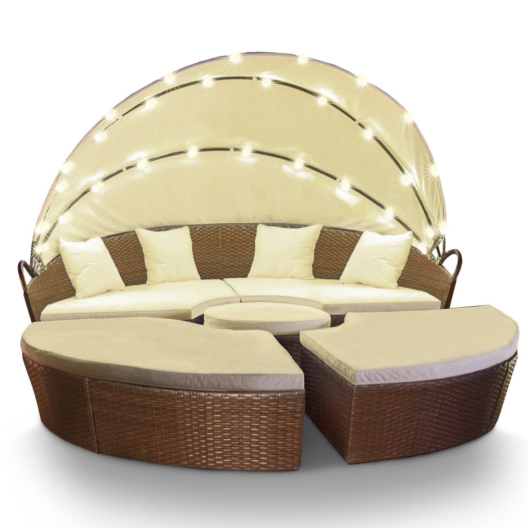 Swing&Harmonie Gartenlounge-Set LED - Sonneninsel Rattan günstig online kaufen