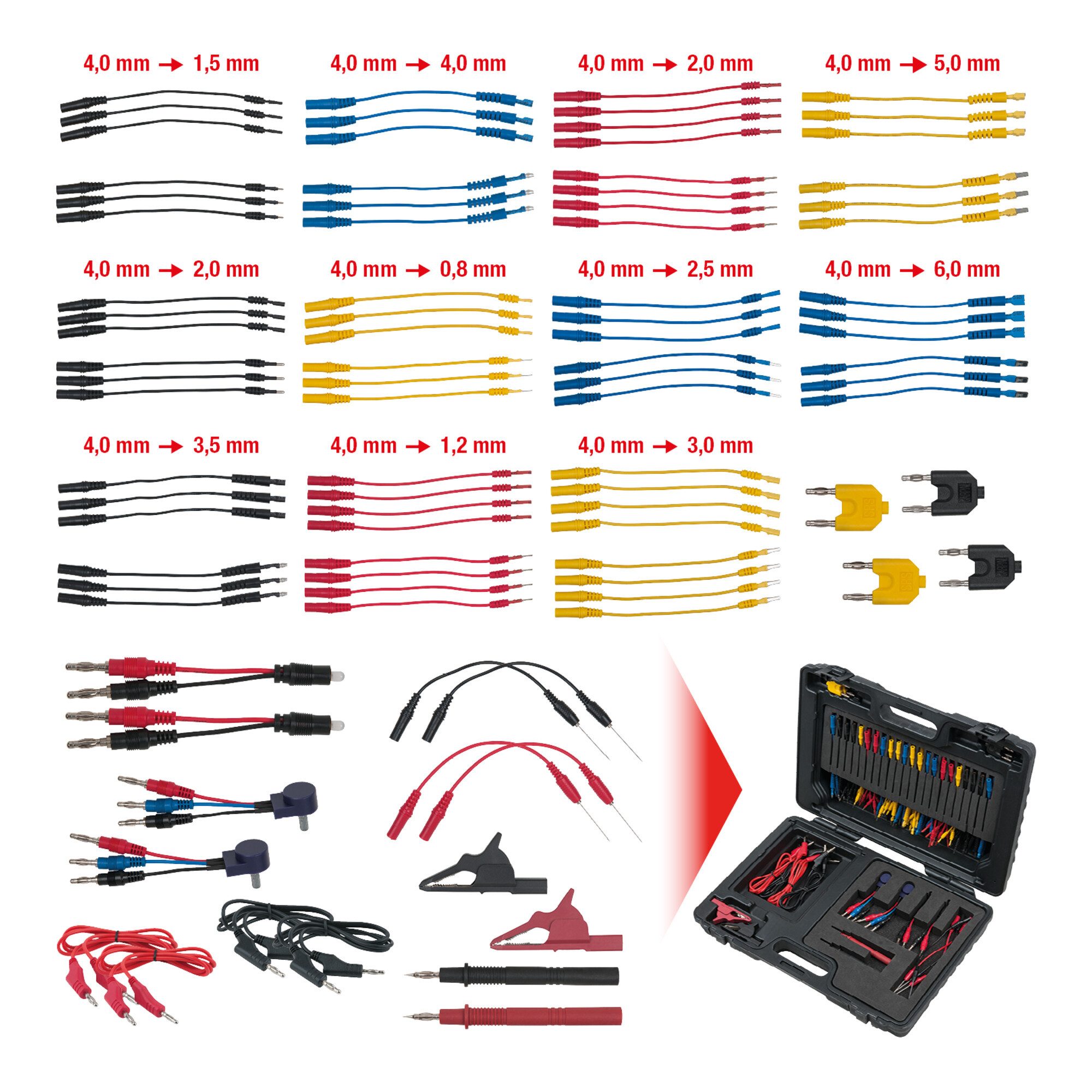 KS Tools Multimeter KS Tools 12/24V Master Diagnose Prüf- und Mess-Kabel-Satz, 92-tlg.