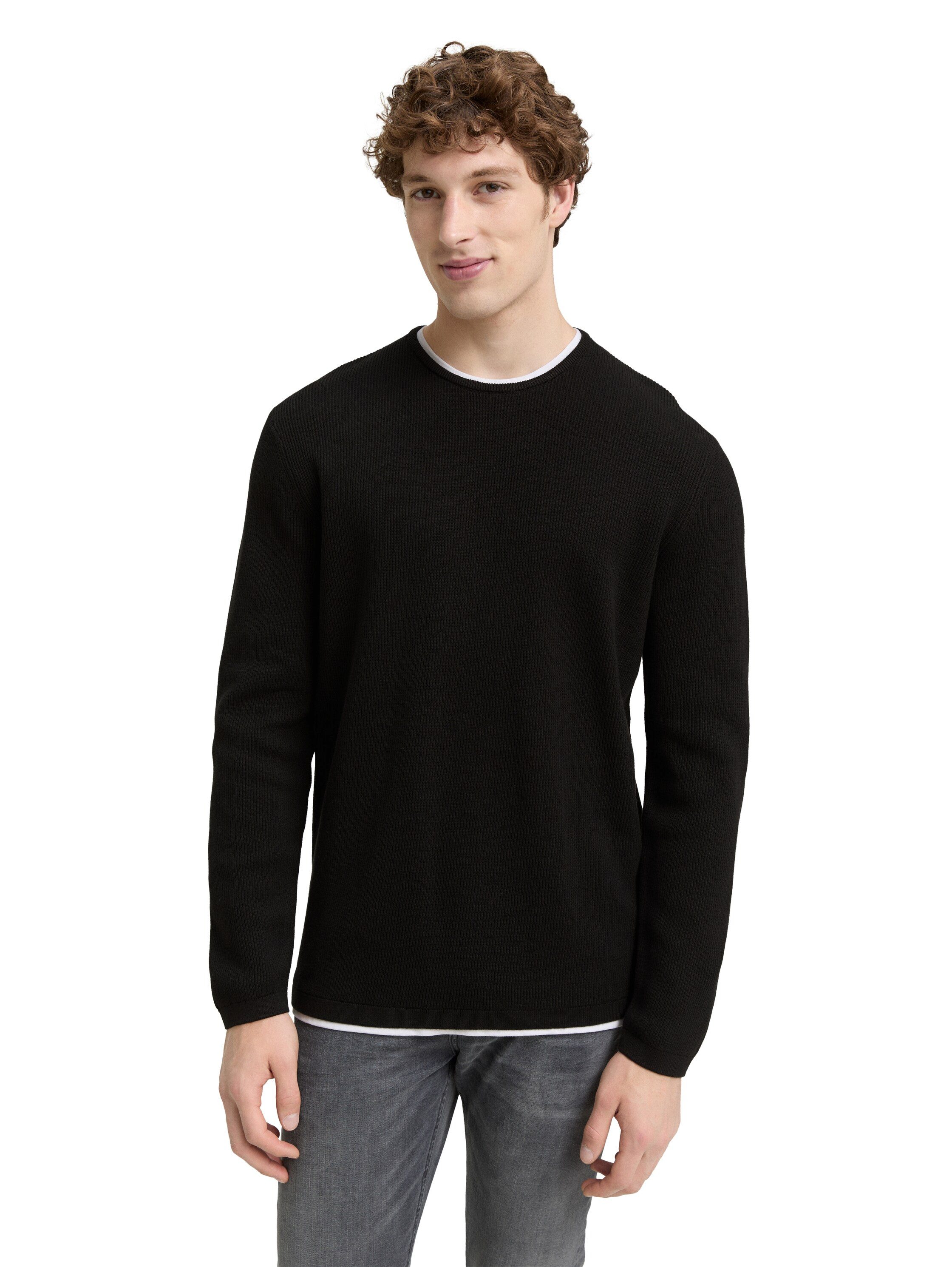 TOM TAILOR Denim Strickpullover mit 2-in-1 günstig online kaufen