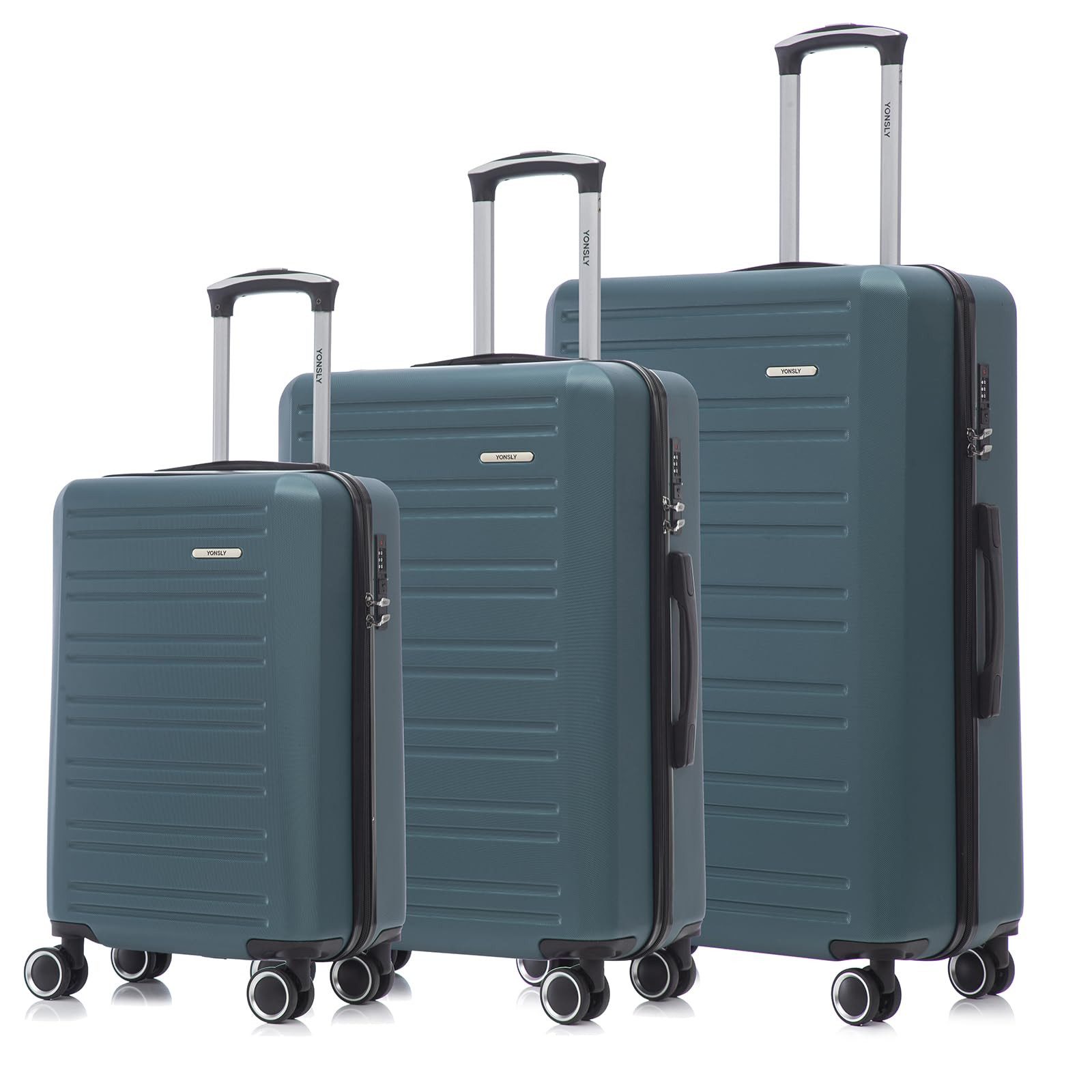 YONSLY Kofferset Hartschalenreisekoffer Set mit Zahlenschloss,Rollkoffer, 4 Rollen, (Handgepäck Trolley (M, L, XL), 3 tlg., Reisekoffer), geräuschloser Gleitbewegung Verstärkte Kofferecken schützen