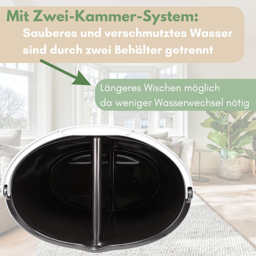 GarPet Putzeimer Wischeimer 18 L (2x9 L) Putzeimer mit Presse Wischeimer mit 2 Kammern – Bild 4 von 5
