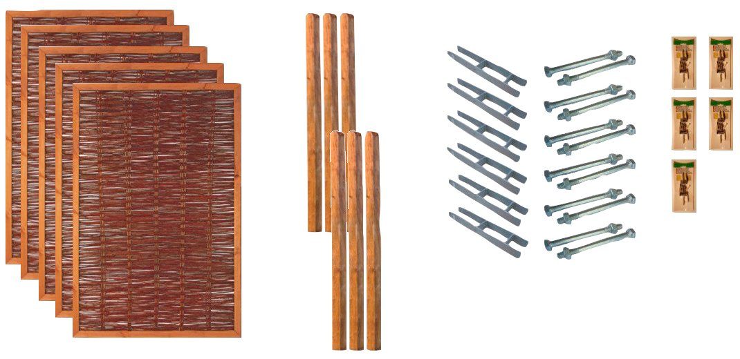 Tetzner & Jentzsch Weidenzaun Fresno 3, (Set), 5 Elemente, LxH: 654x180 cm