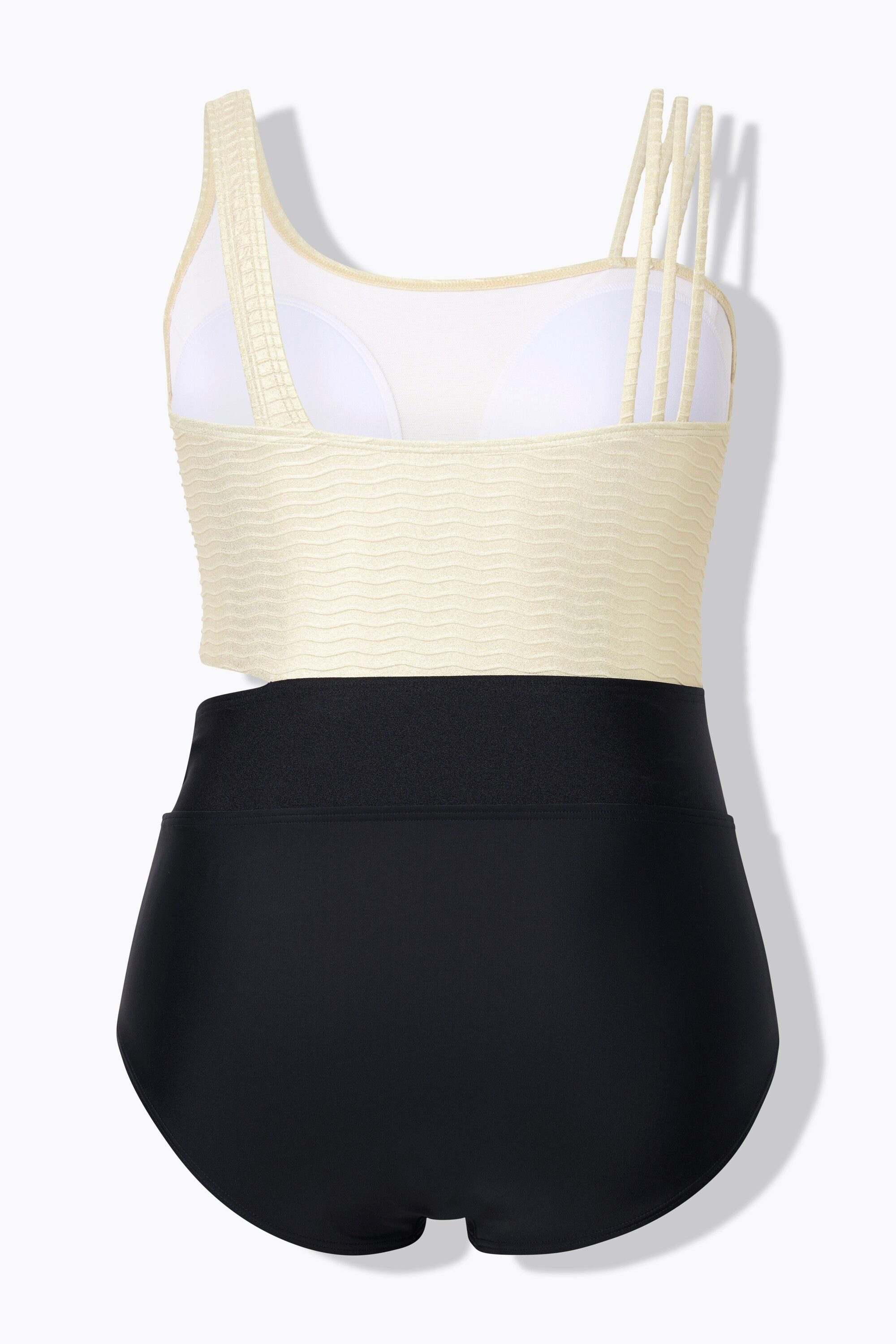 Ulla Popken Badeanzug Badeanzug goldene Büste Softcups Cut-Out recycelt