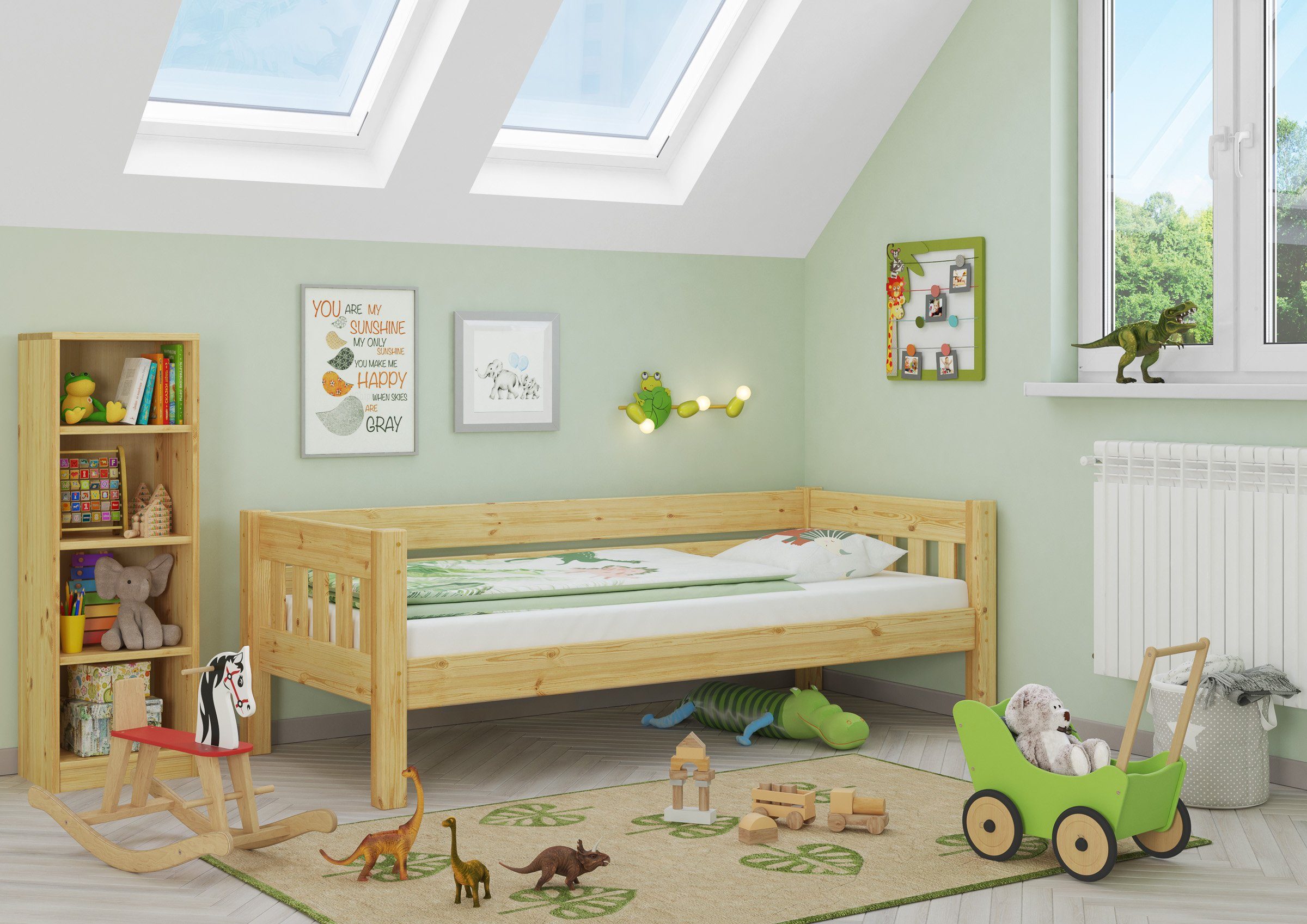 ERST-HOLZ Kinderbett Stabiles Futonbett Kieferbett 90 x 200 cm Massivholz, günstig online kaufen