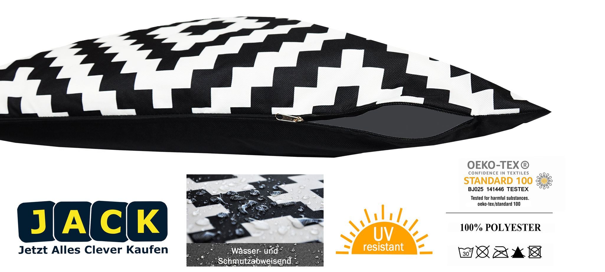 JACK Kissenbezüge JACK 2er Set Motiv Outdoor Kissenhülle 45x45cm Wasserfest, (2 Stück), robust und strapazierfähig, Wasserabweisend, für Innen & Außen